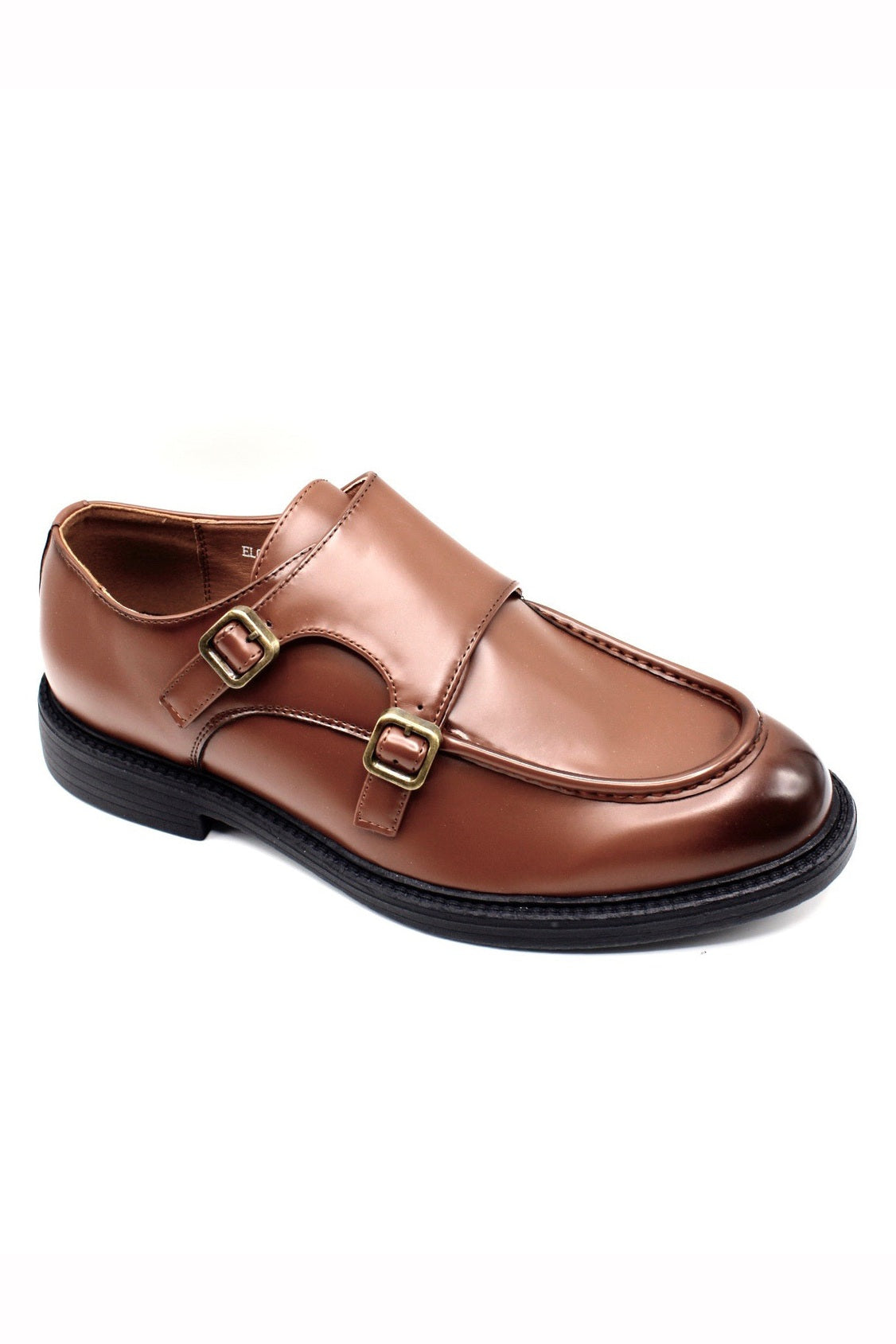 Men’s Double Monk Strap Moc Toe Shoes in Brown