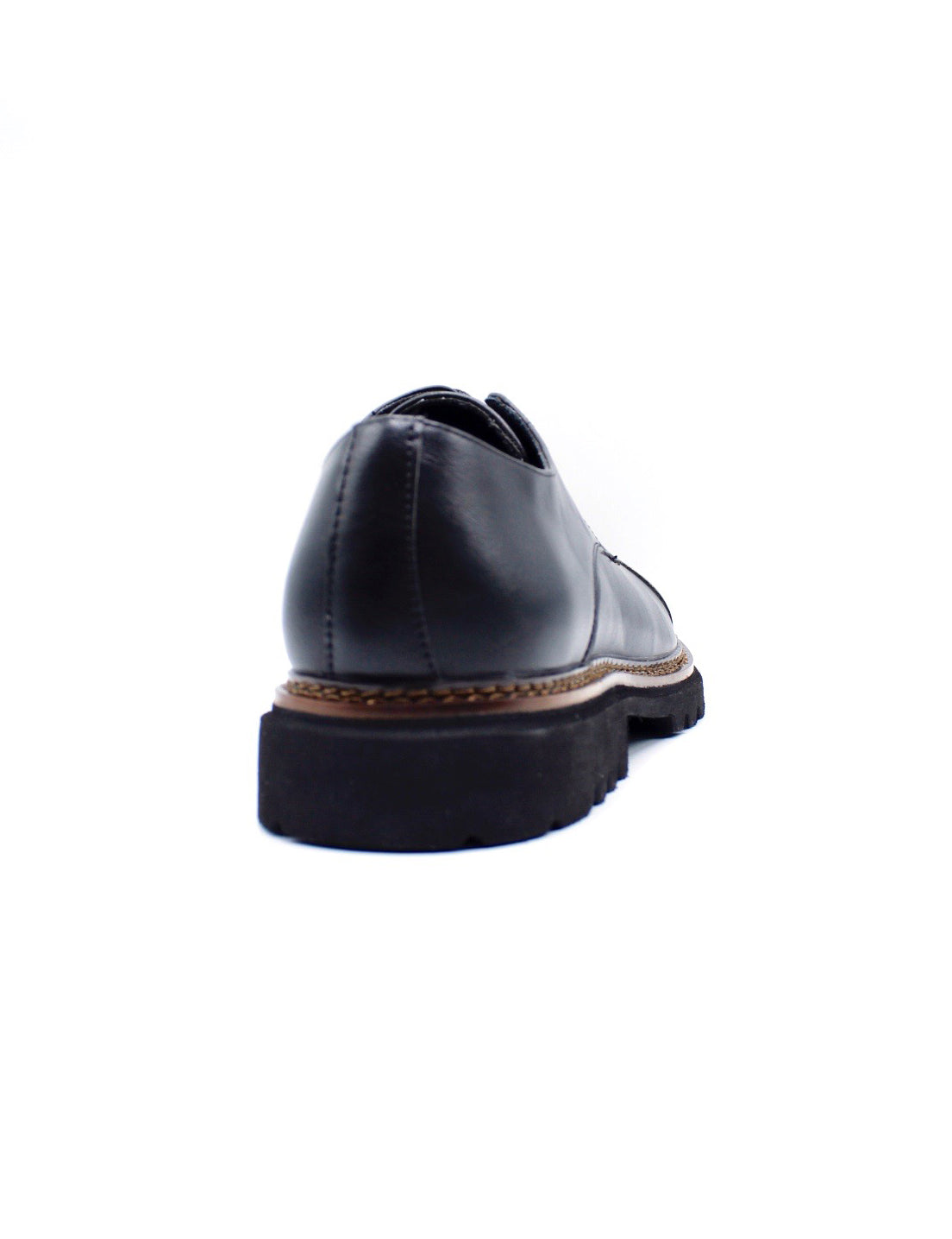 Men’s Round Toe Cap Derby Shoes, Rugged Sole - Black