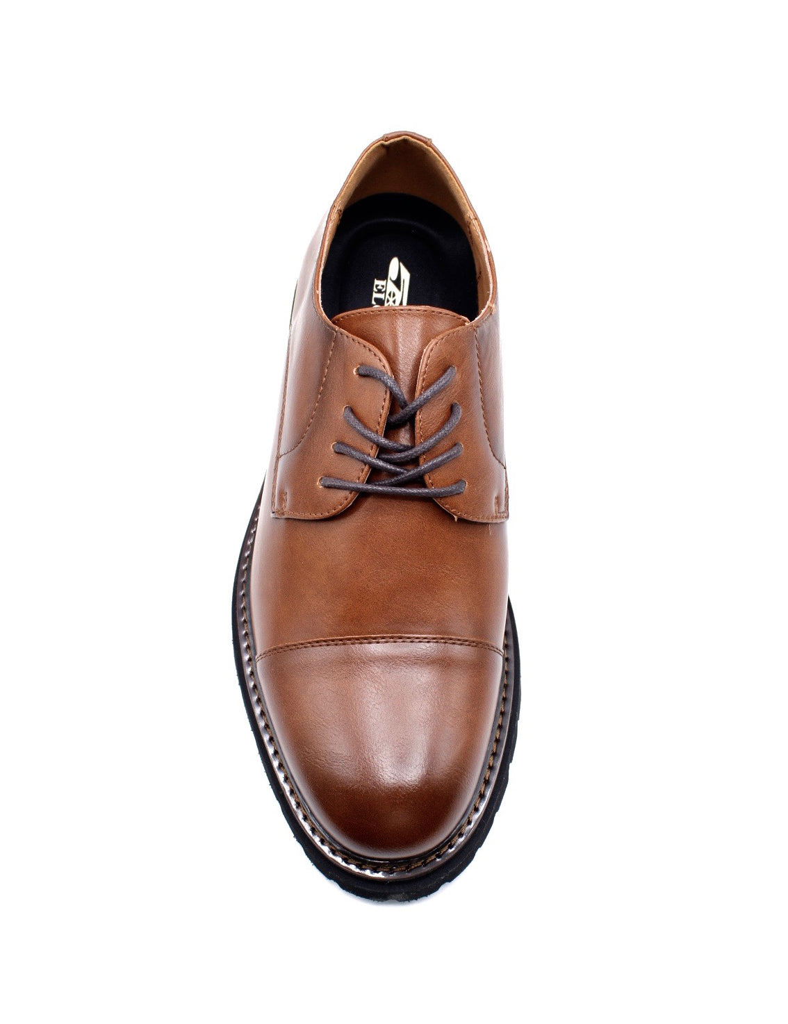 Mens Brown Round Toe Cap Derby Shoes, Rugged Sole
