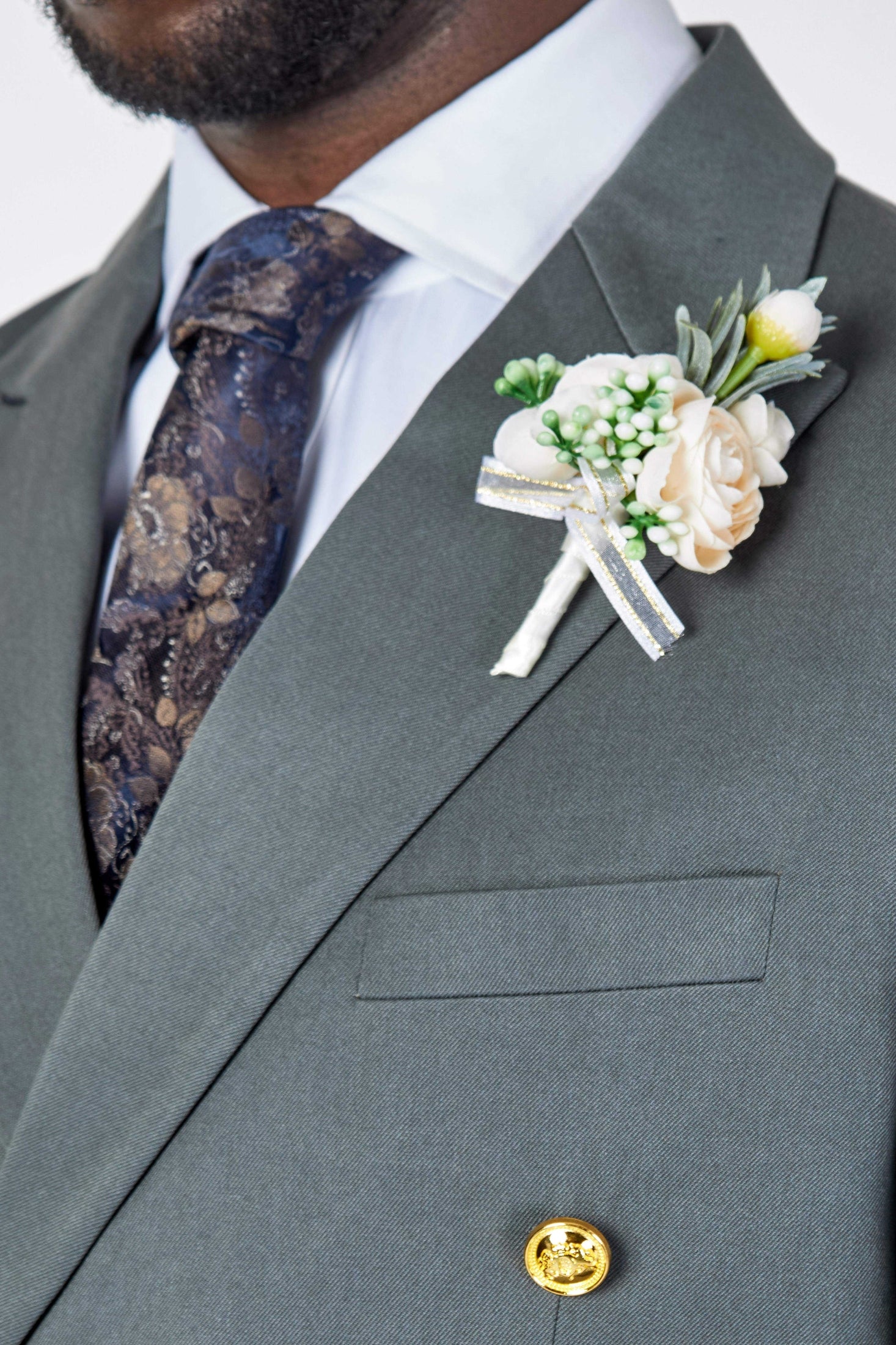 Tuxedo Flower Wedding Boutonniere Lapel Pin Sartorial Shoes