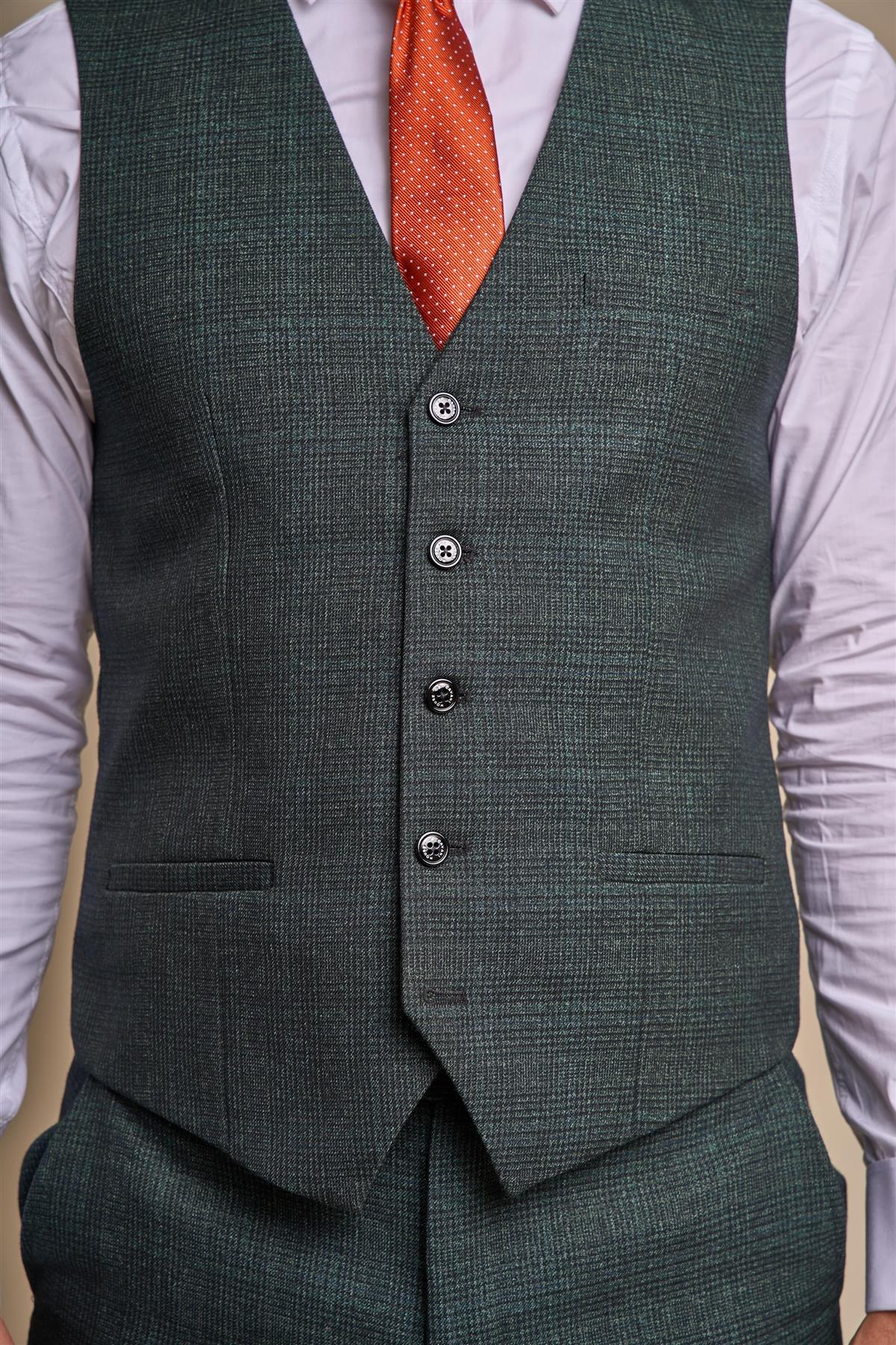 CARIDI SLIM FIT OLIVE WAISTCOAT