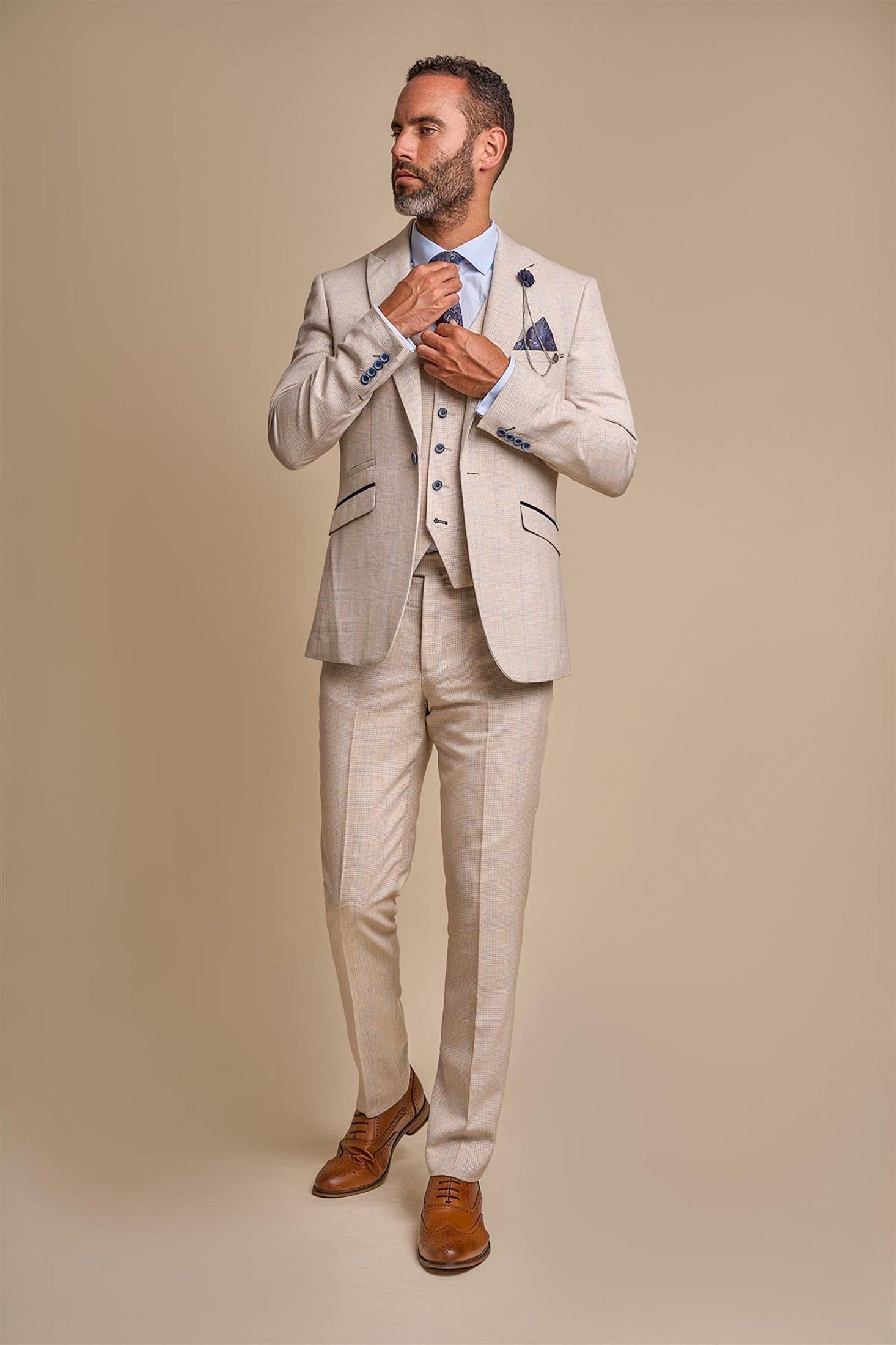 CARIDI - SLIM FIT BEIGE BLAZER CAVANI