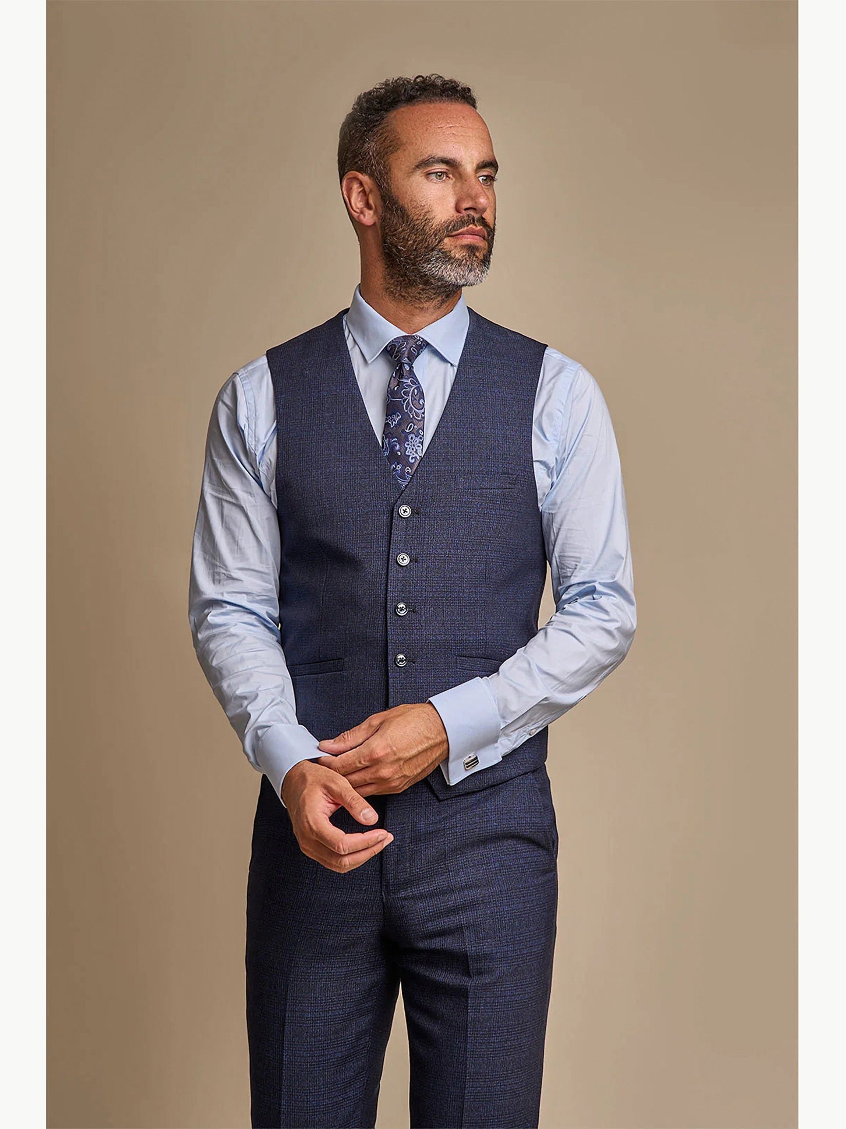 MENS CARIDI NAVY THREE PIECE SUIT CAVANI