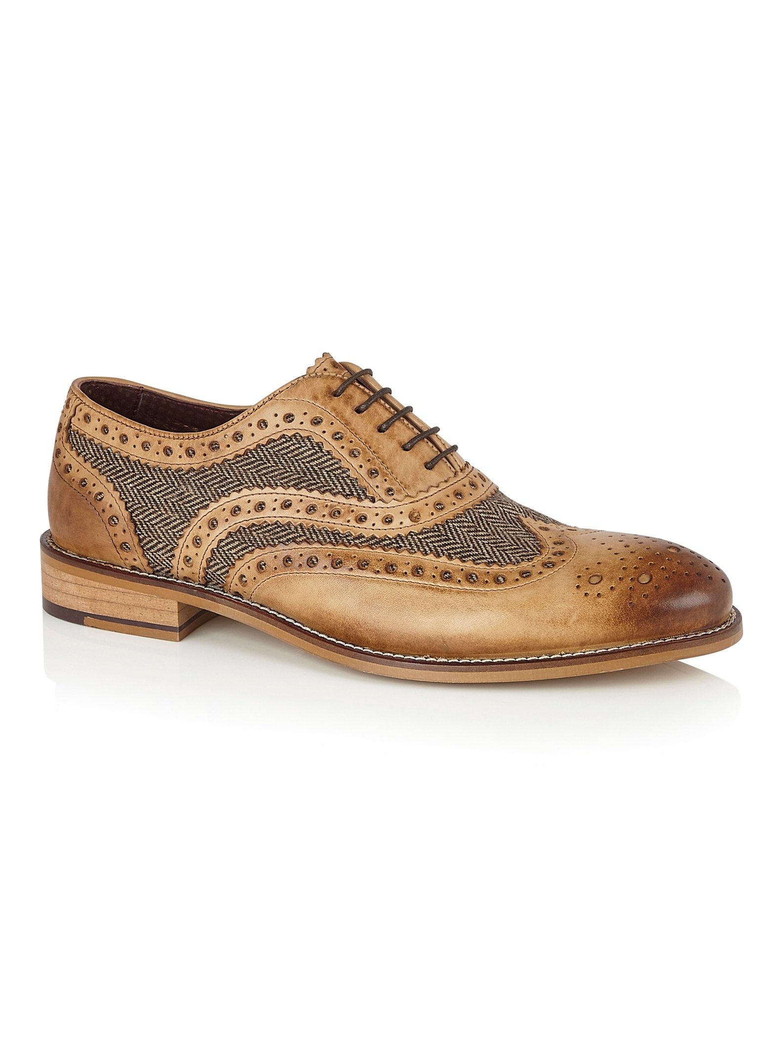TAN BROWN TWEED OXFORD BROGUES