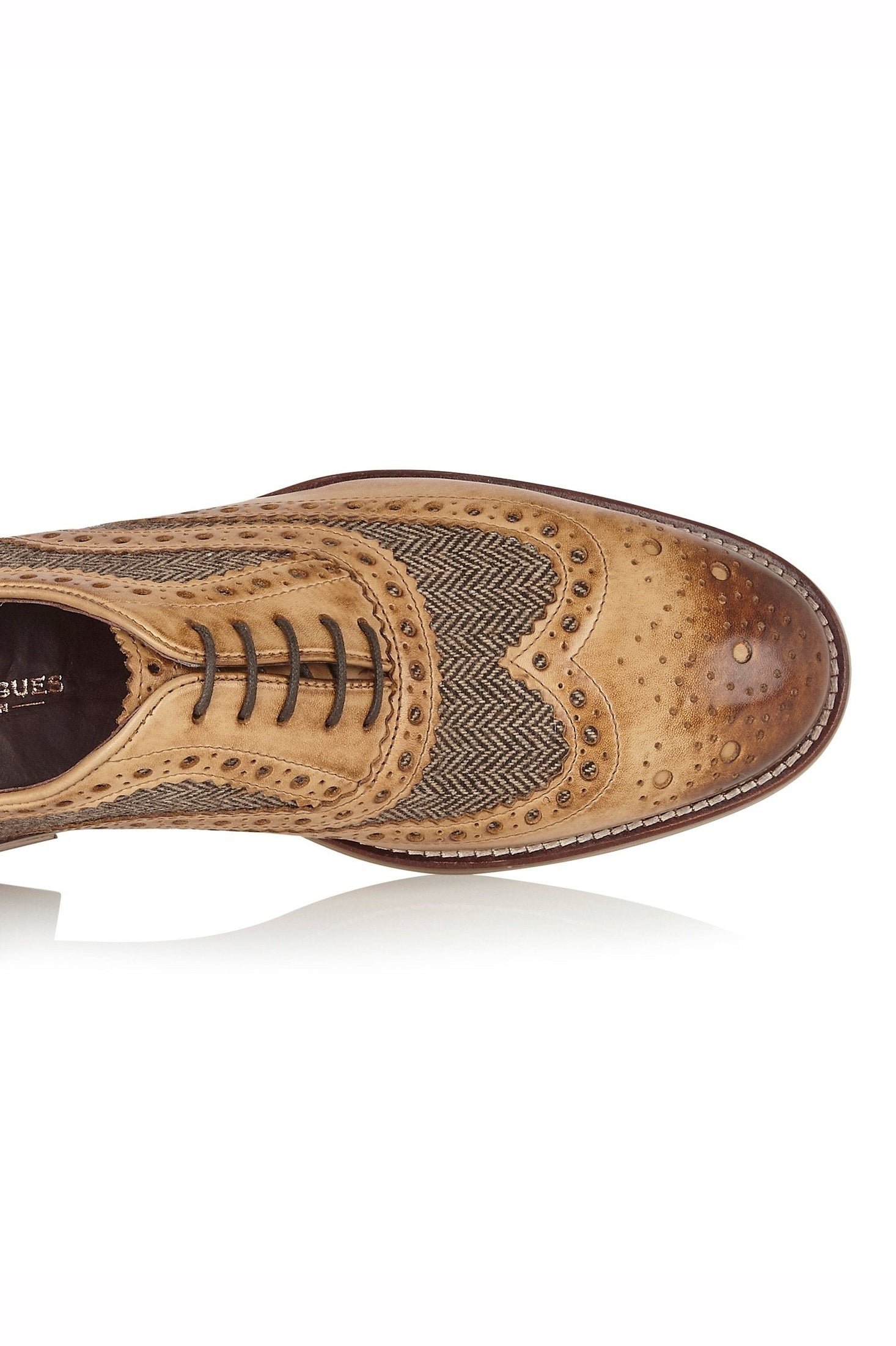 TAN BROWN TWEED OXFORD BROGUES