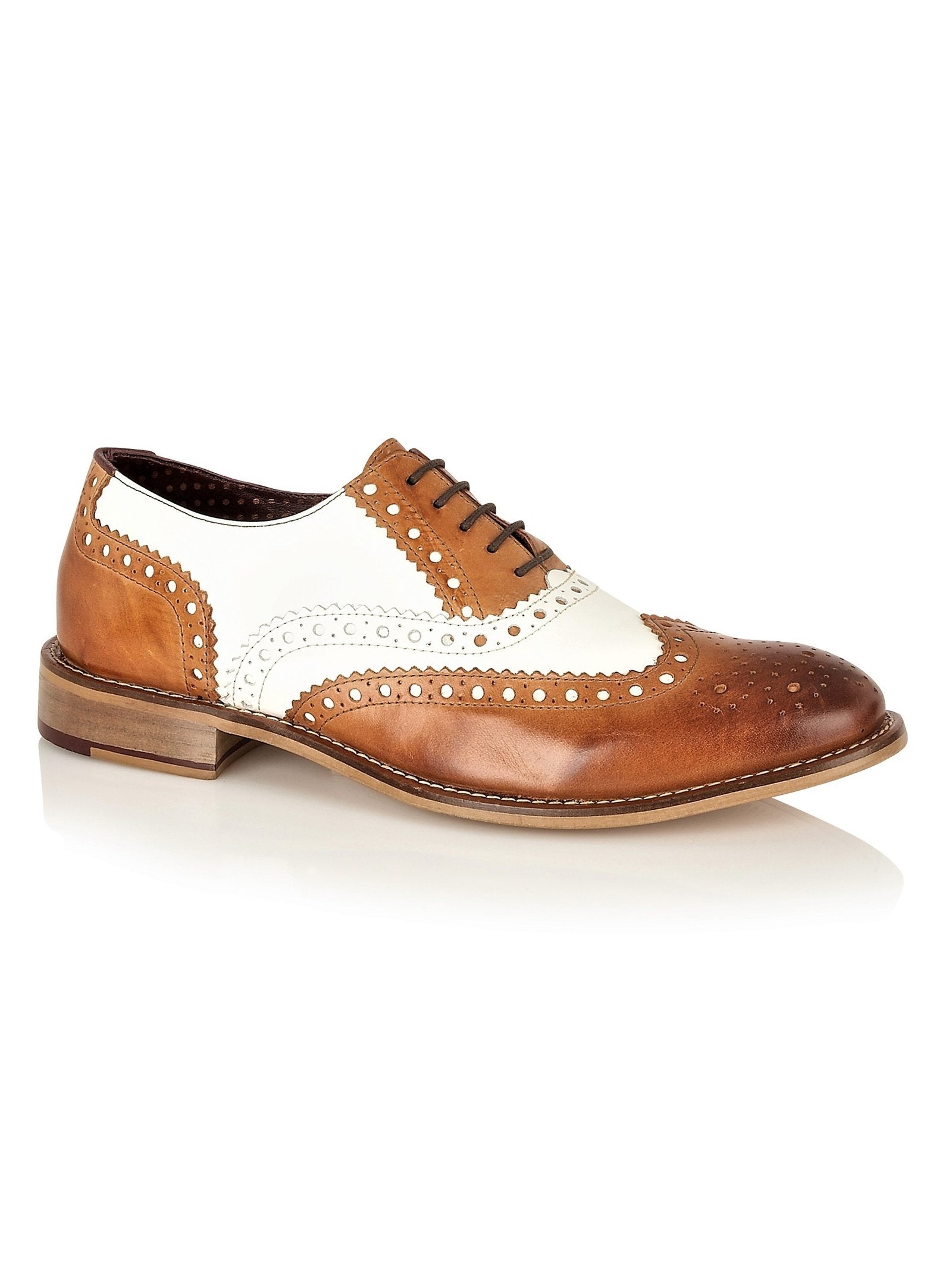 TWO TONE OXFORD BROGUES – TAN & WHITE