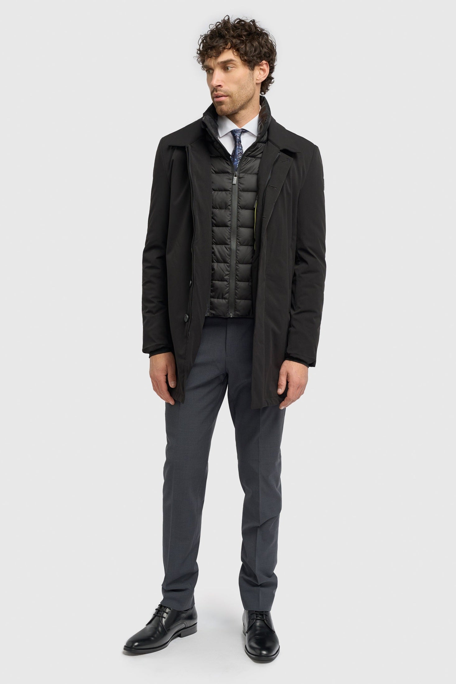 Cavani Heston Mac Black Padded Long Coat – Men’s Winter Overcoat