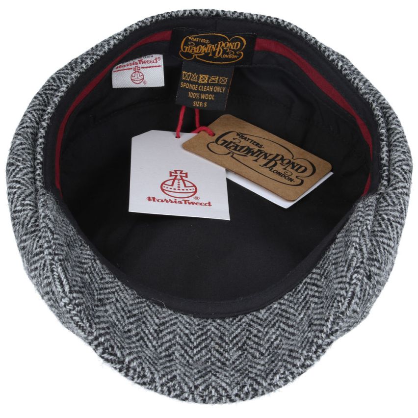 GRAY PURE WOOL TWEED FLAT CAP