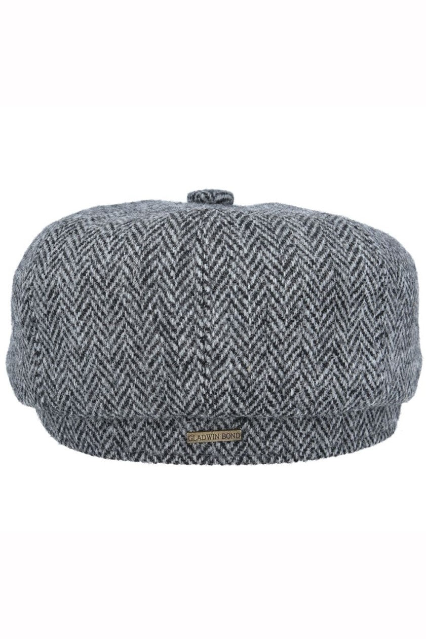 GRAY PURE WOOL TWEED FLAT CAP