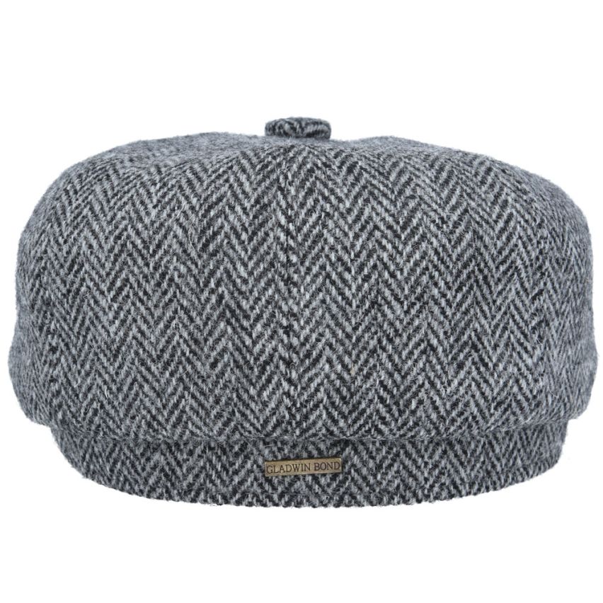GRAY PURE WOOL TWEED FLAT CAP
