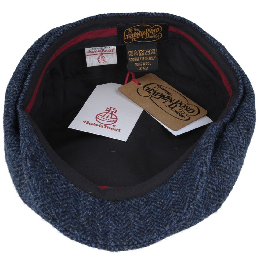 NAVY PURE WOOL TWEED FLAT CAP