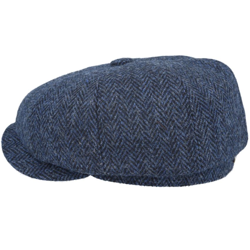 NAVY PURE WOOL TWEED FLAT CAP