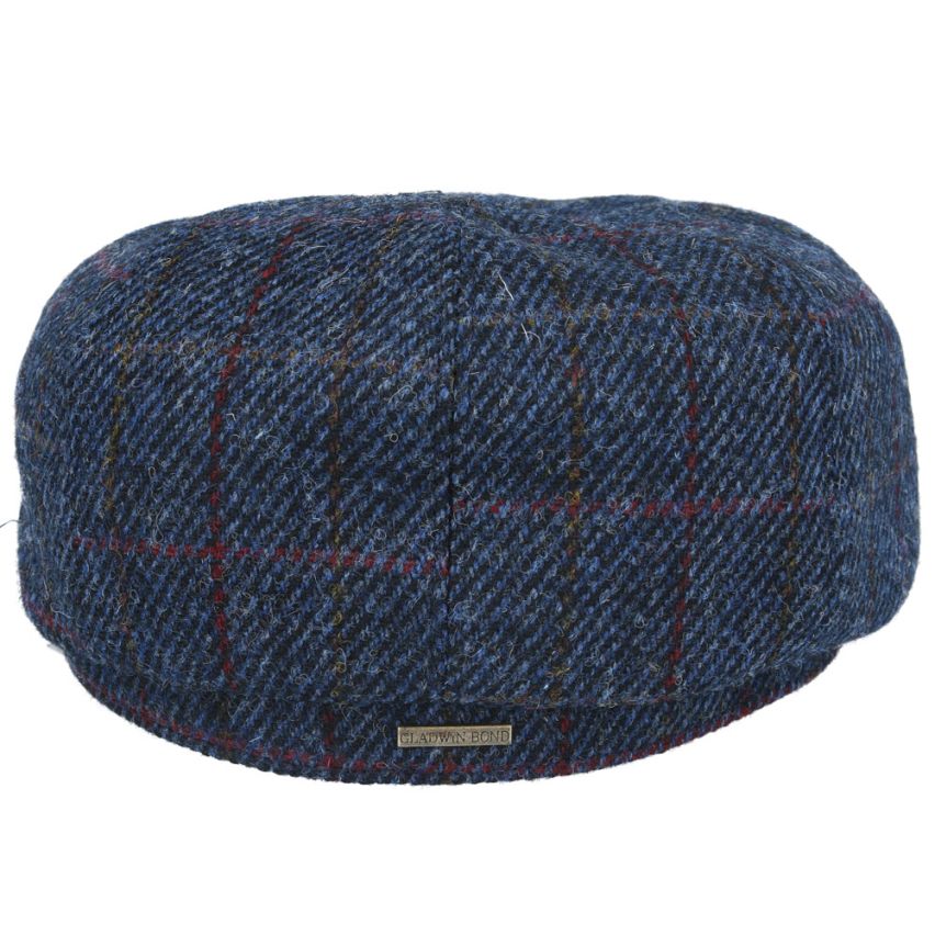 NAVY TWEED PURE WOOL FLAT CAP