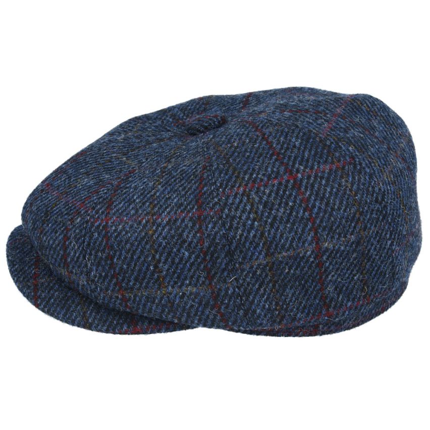 NAVY TWEED PURE WOOL FLAT CAP