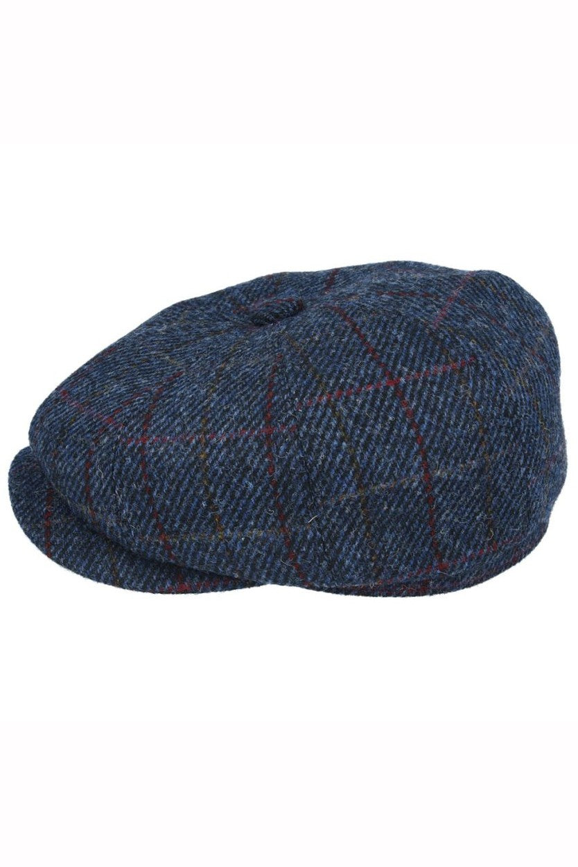 NAVY TWEED PURE WOOL FLAT CAP