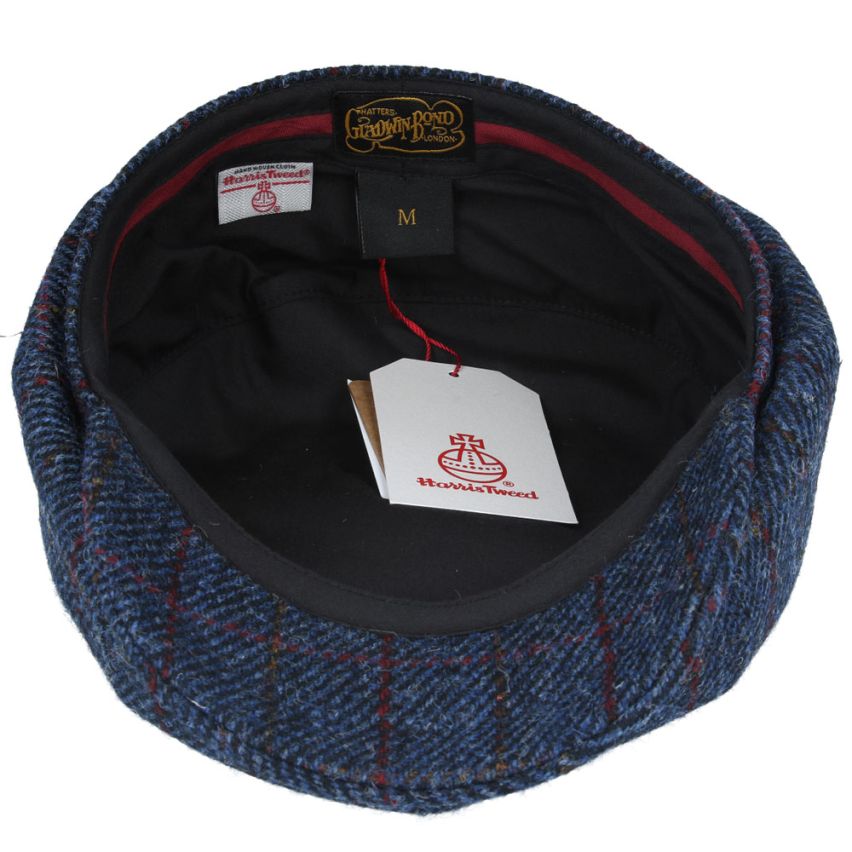 NAVY TWEED PURE WOOL FLAT CAP