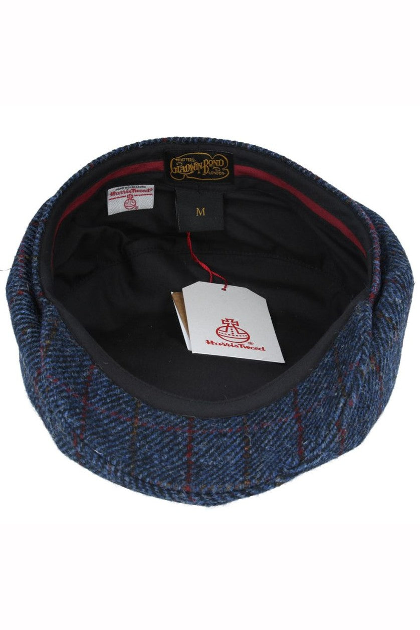 NAVY TWEED PURE WOOL FLAT CAP