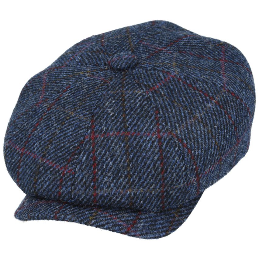 NAVY TWEED PURE WOOL FLAT CAP