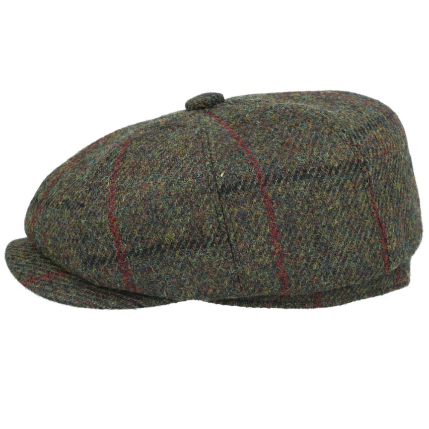 GREEN TWEED PURE WOOL FLAT CAP