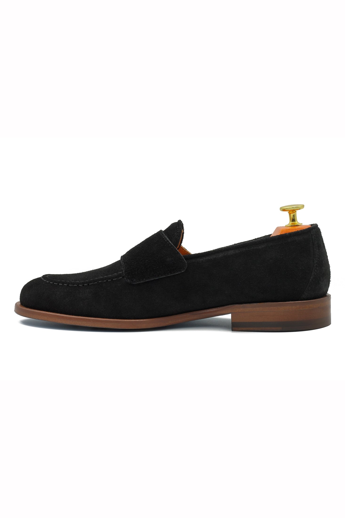 BLACK ITALIAN SUEDE DOUBLE BUCKLE LOAFER