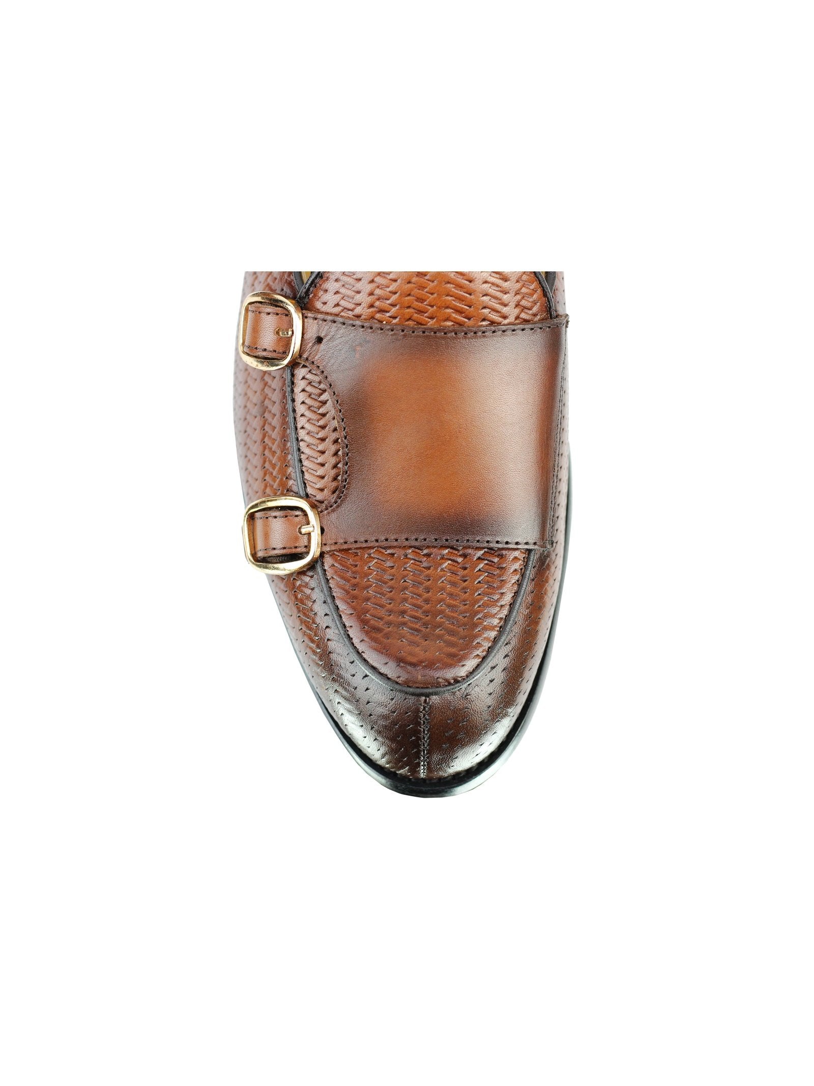 BROWN LEATHER DOUBLE MONK LOAFERS