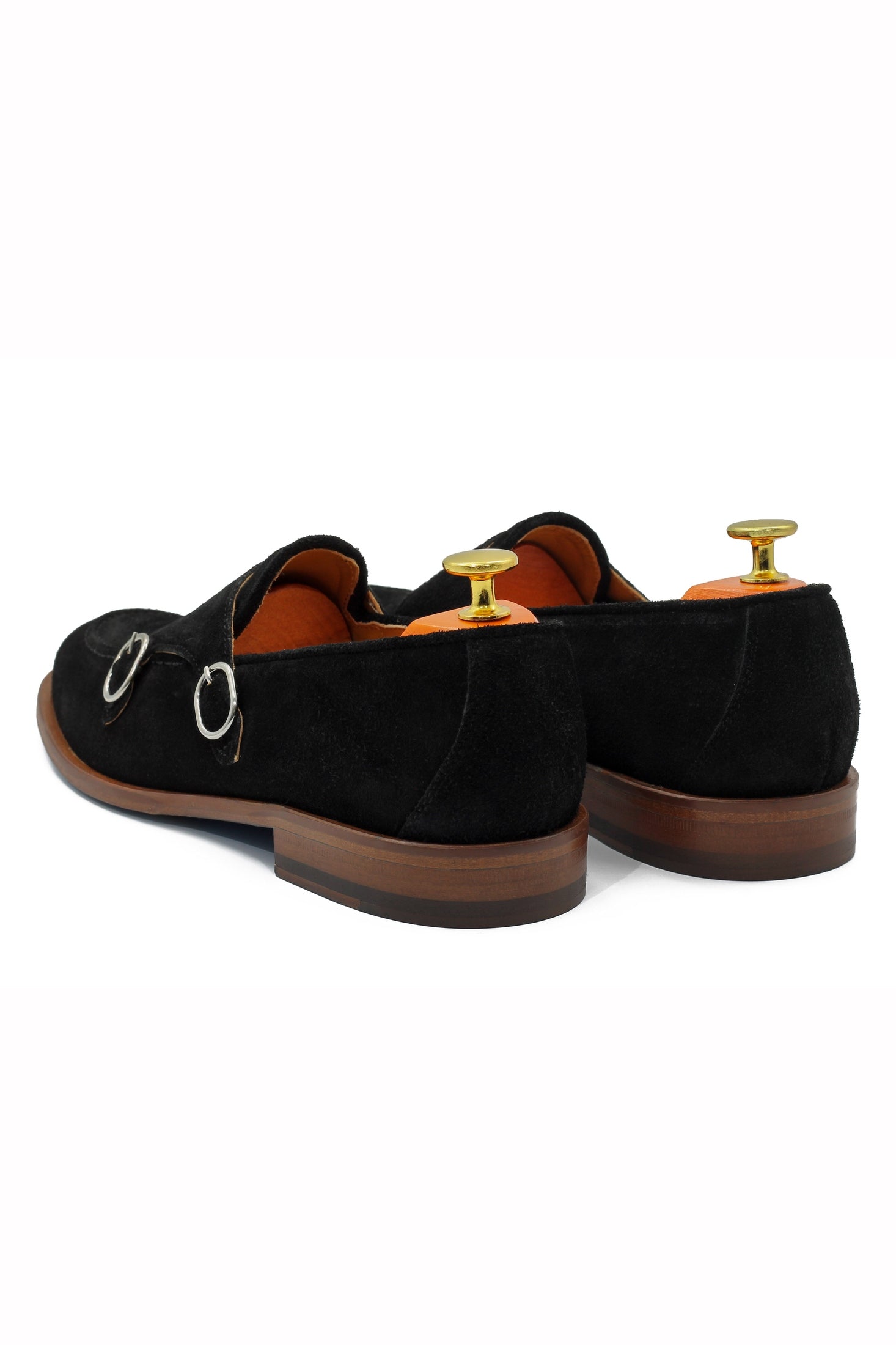 BLACK ITALIAN SUEDE DOUBLE BUCKLE LOAFER