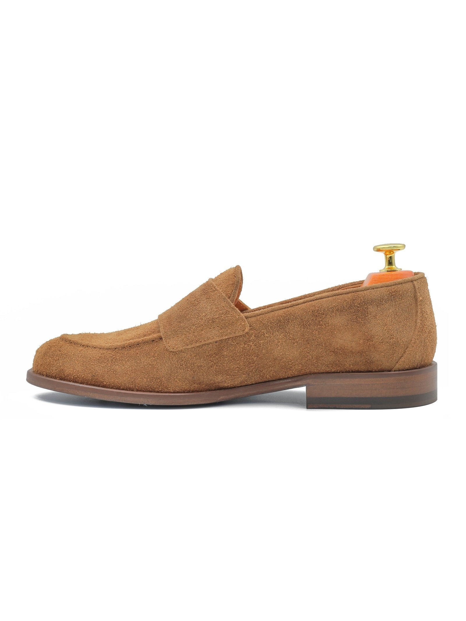 TAN ITALIAN SUEDE DOUBLE BUCKLE LOAFER