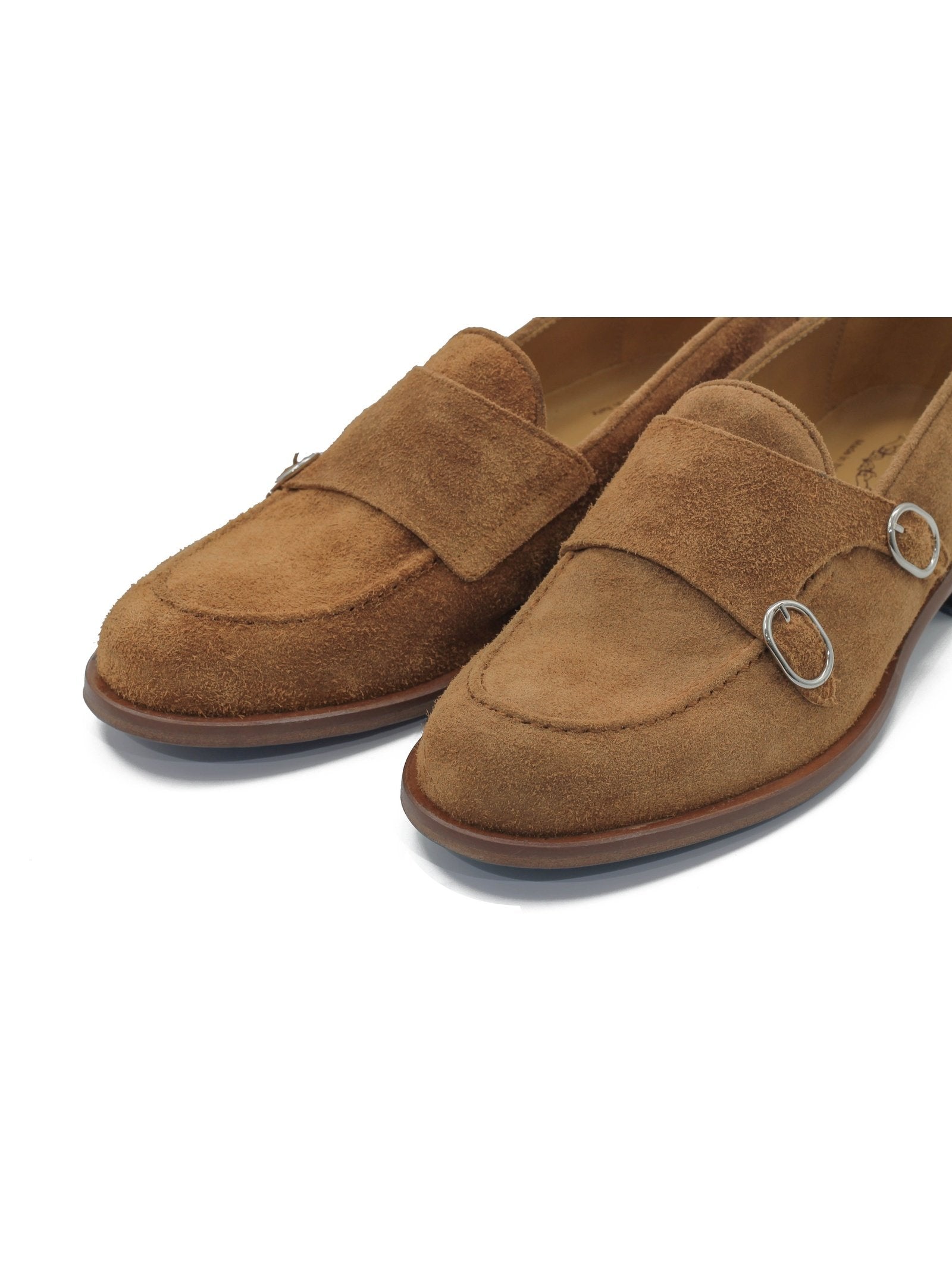 TAN ITALIAN SUEDE DOUBLE BUCKLE LOAFER