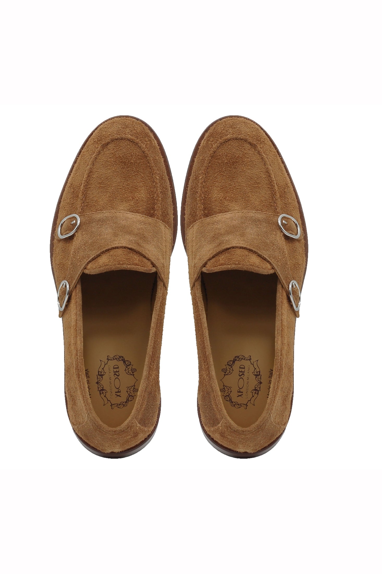 TAN ITALIAN SUEDE DOUBLE BUCKLE LOAFER