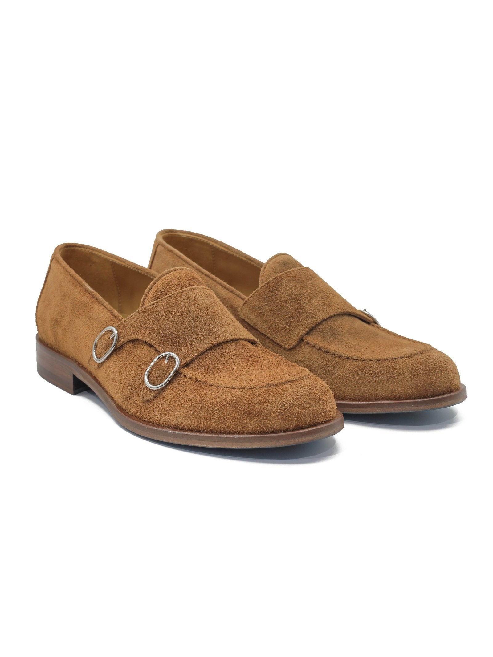 TAN ITALIAN SUEDE DOUBLE BUCKLE LOAFER