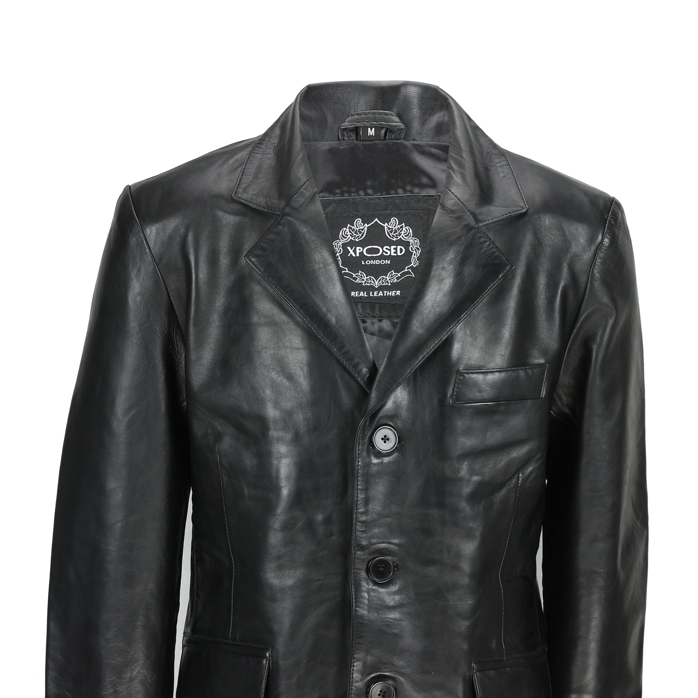 MEN’S VINTAGE MID LENGTH BLACK LEATHER JACKET