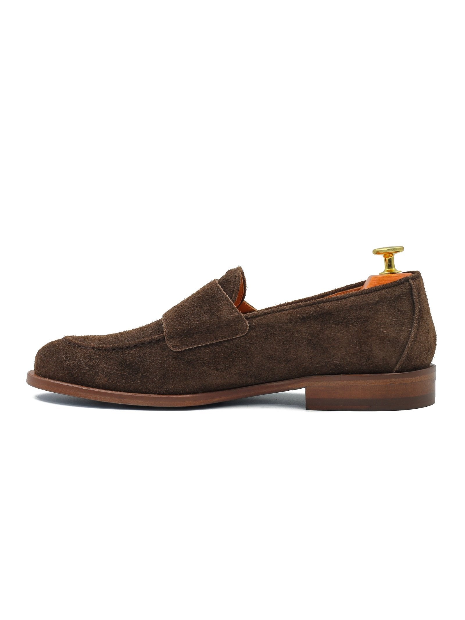 BROWN ITALIAN SUEDE DOUBLE BUCKLE LOAFER