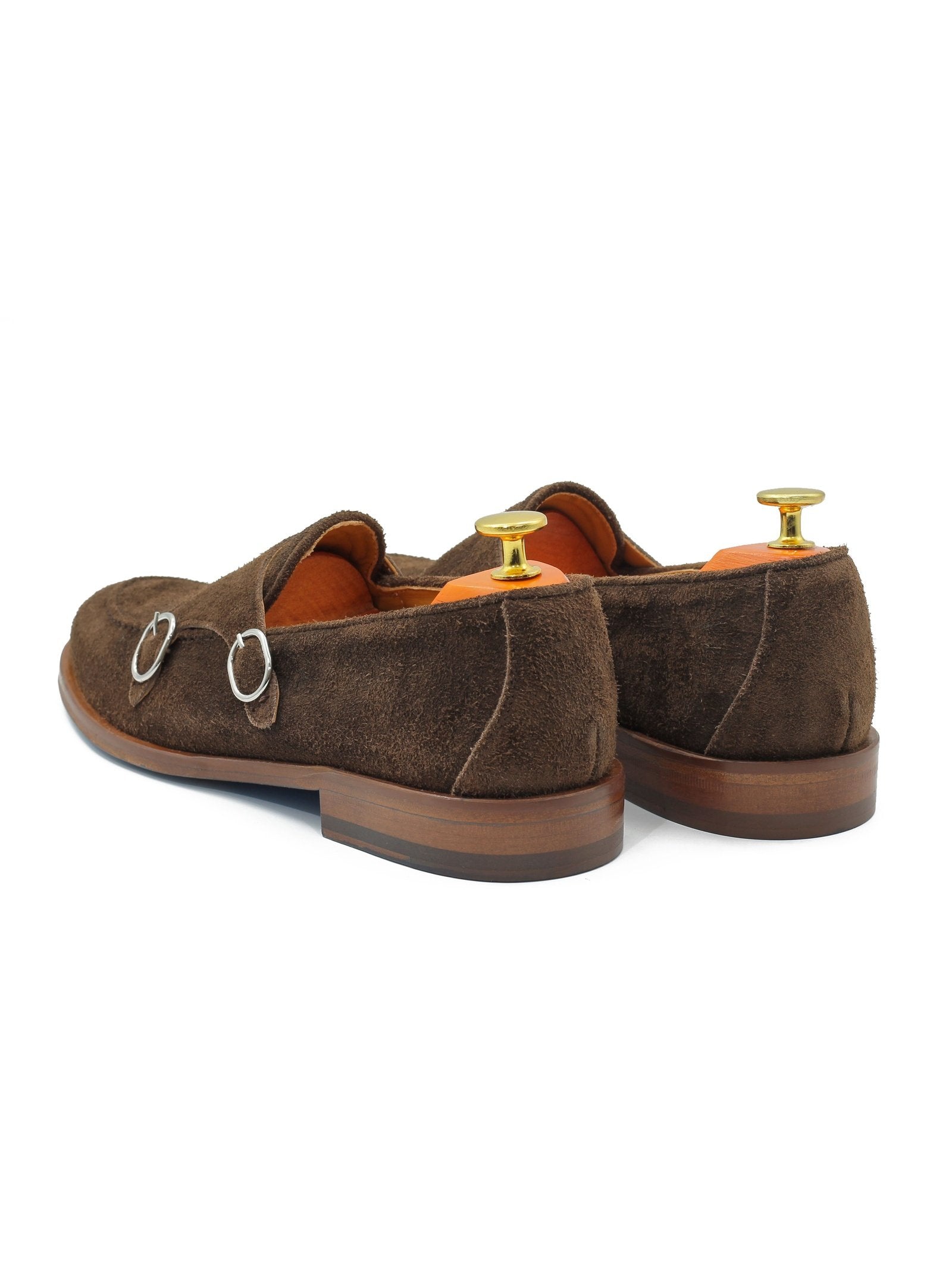 BROWN ITALIAN SUEDE DOUBLE BUCKLE LOAFER