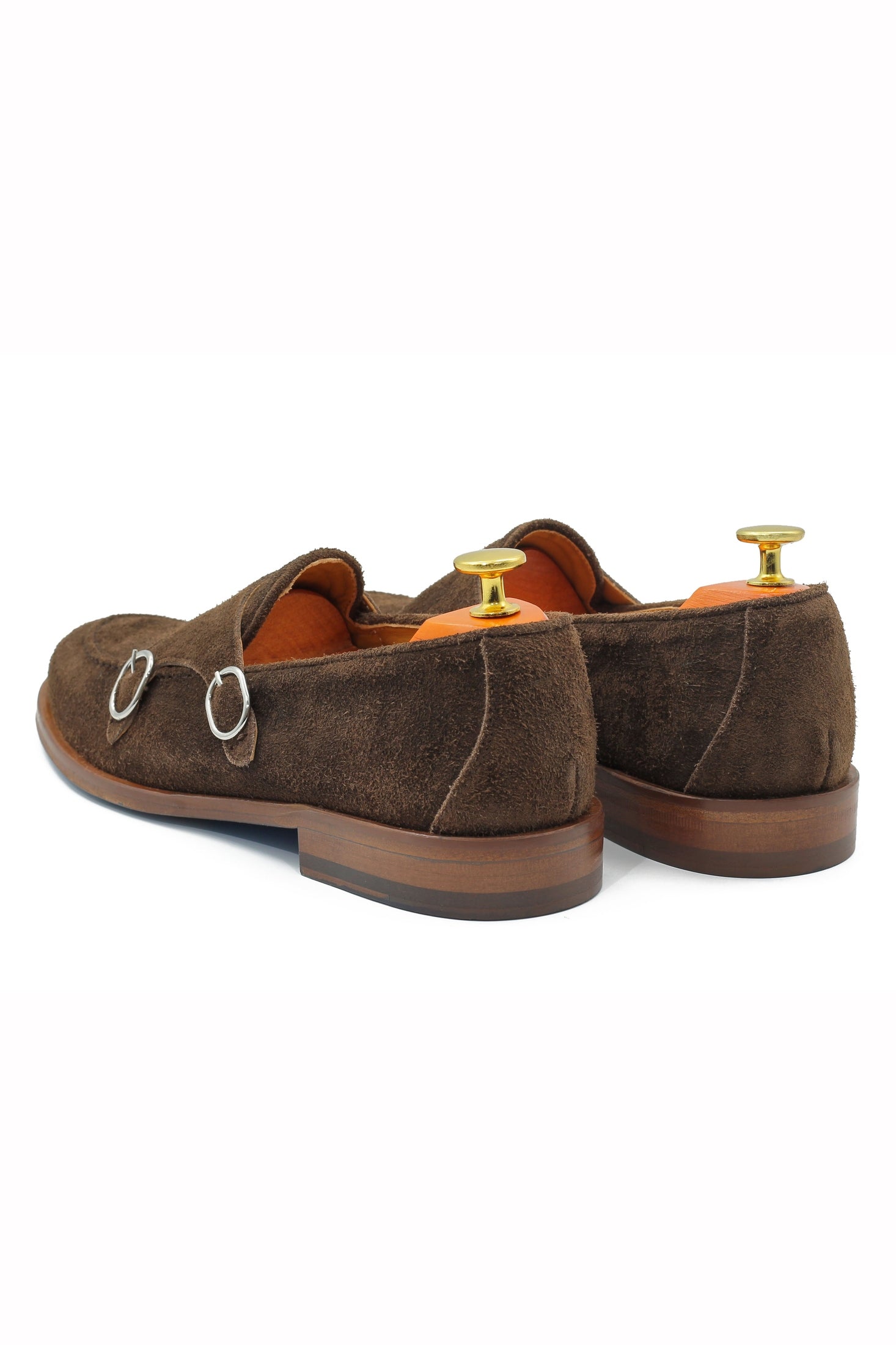 BROWN ITALIAN SUEDE DOUBLE BUCKLE LOAFER