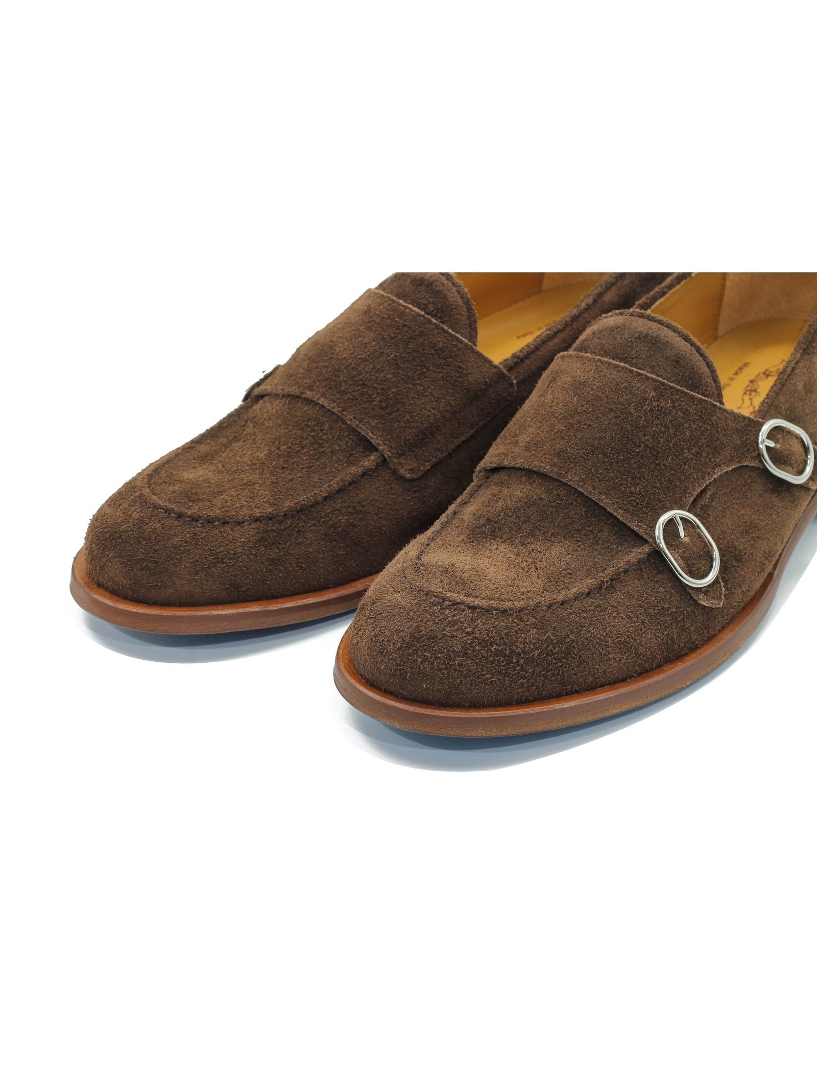 BROWN ITALIAN SUEDE DOUBLE BUCKLE LOAFER