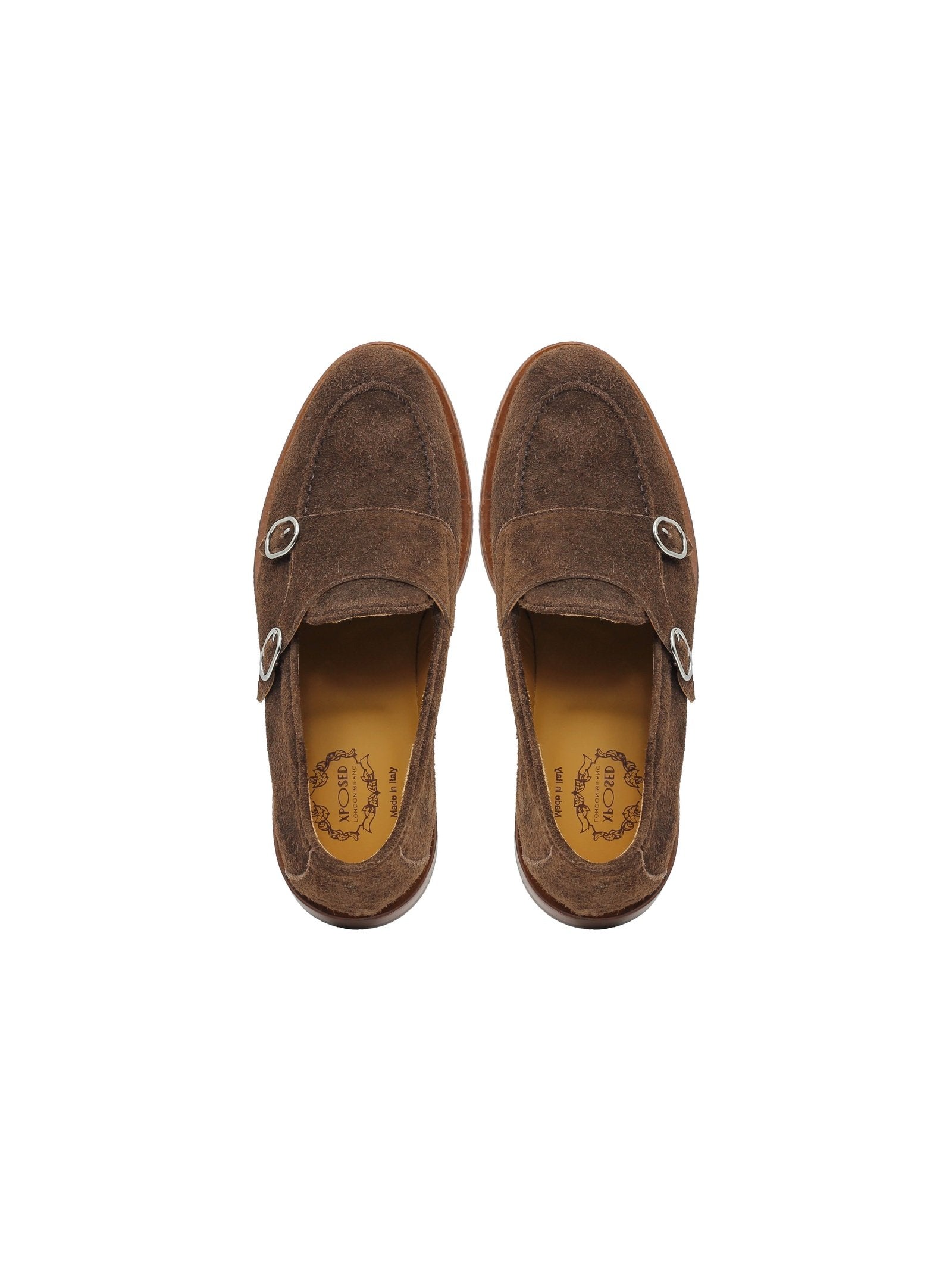 BROWN ITALIAN SUEDE DOUBLE BUCKLE LOAFER