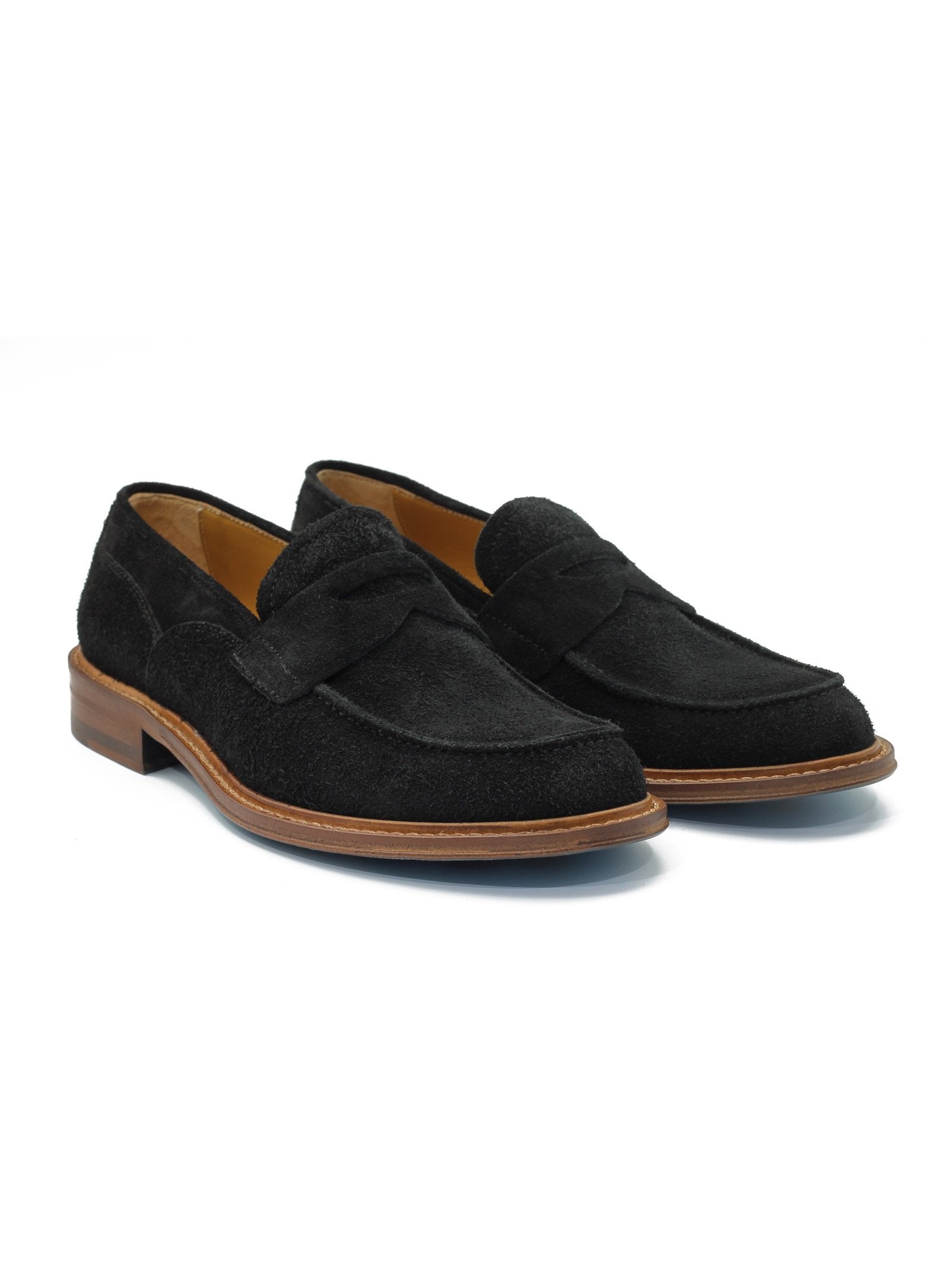 BLACK ITALIAN SUEDE PENNY LOAFER