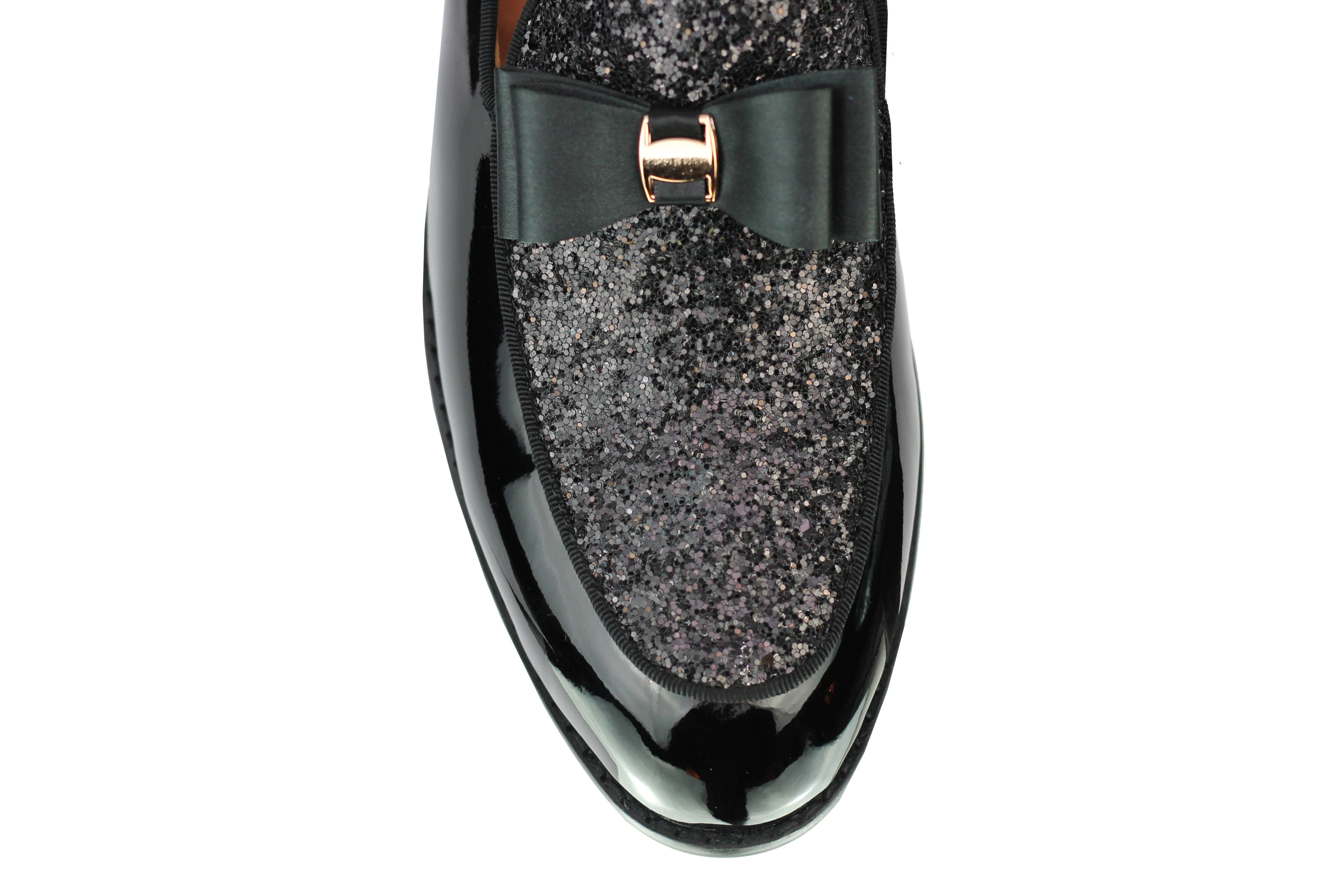 BLACK GLITTER BOWTIE LOAFER
