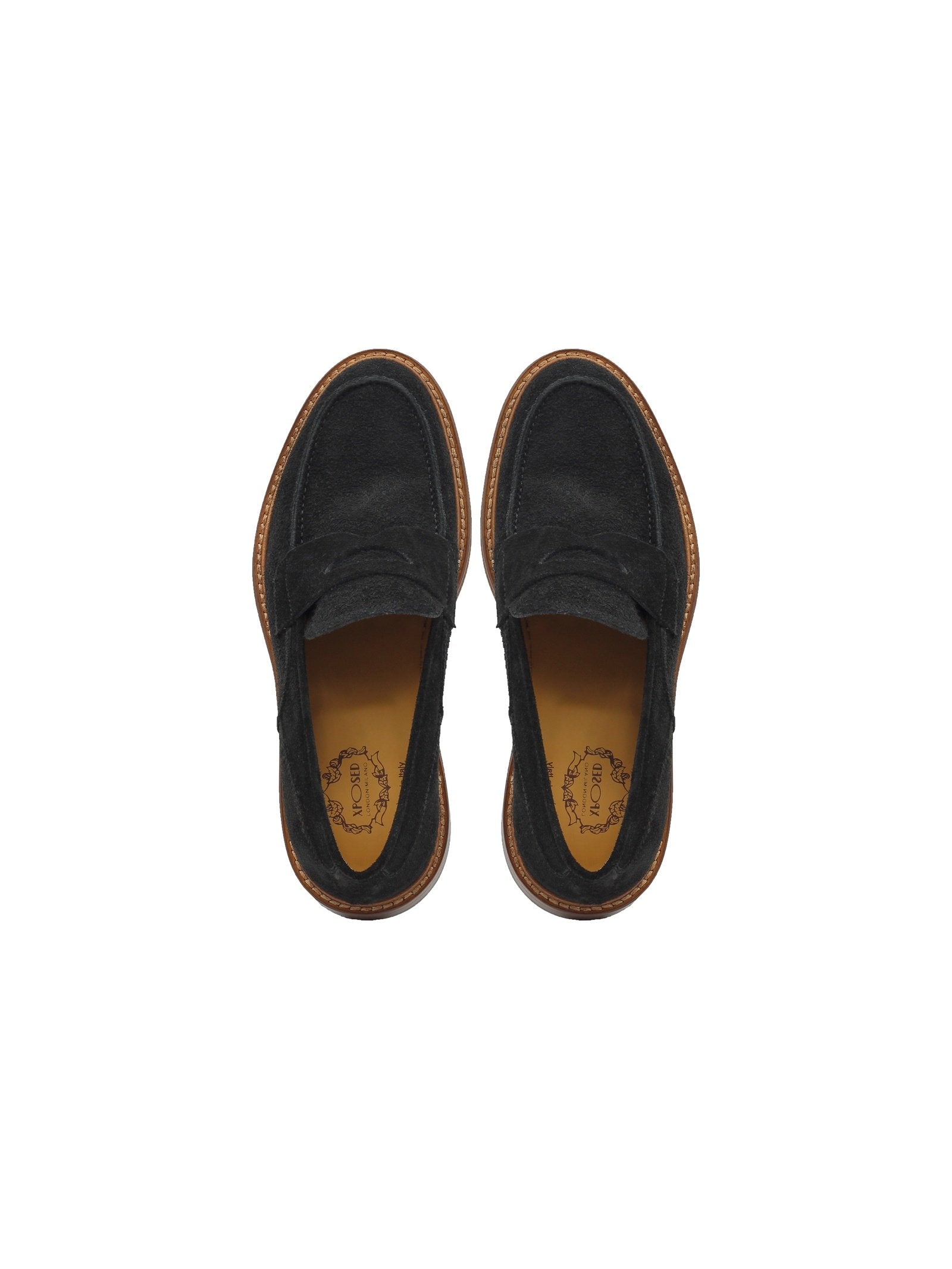 BLACK ITALIAN SUEDE PENNY LOAFER