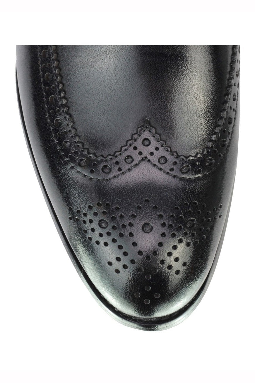 Real Leather Black Brogue Monk Shoes