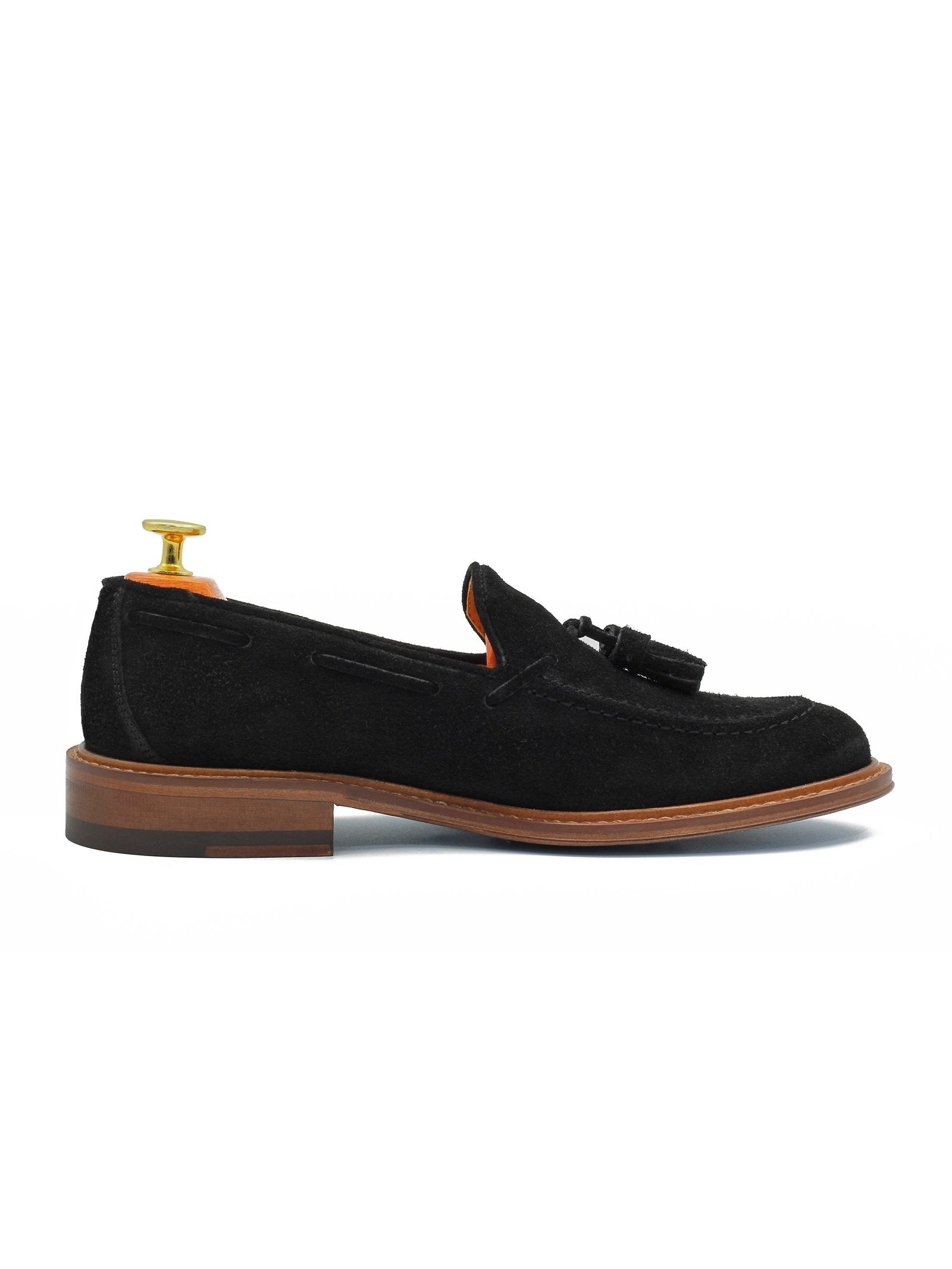BLACK ITALIAN SUEDE TASSEL LOAFER