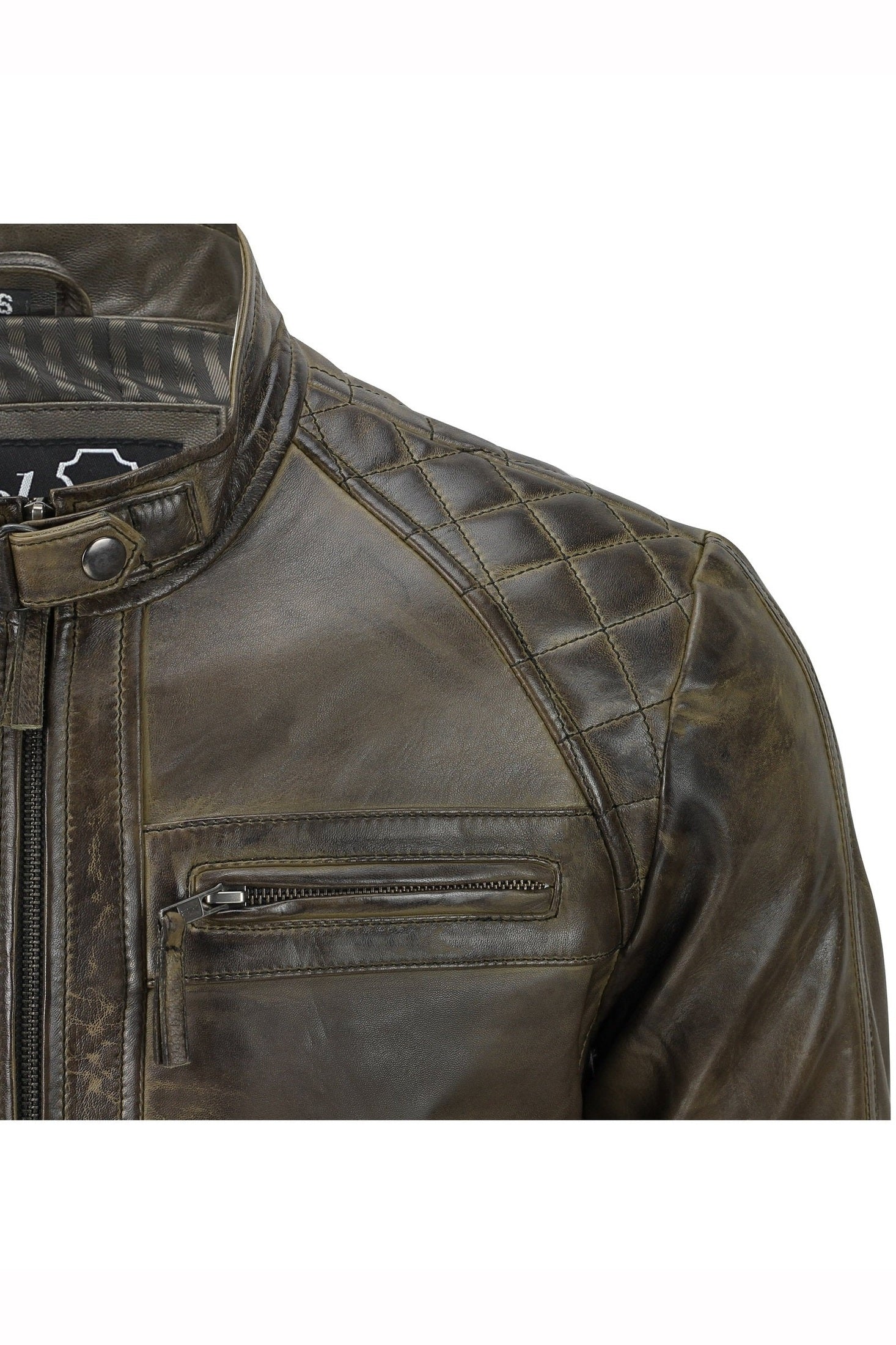 Mens Real Soft Leather Antique Brown Vintage Zipped Smart Casual Biker Jacket