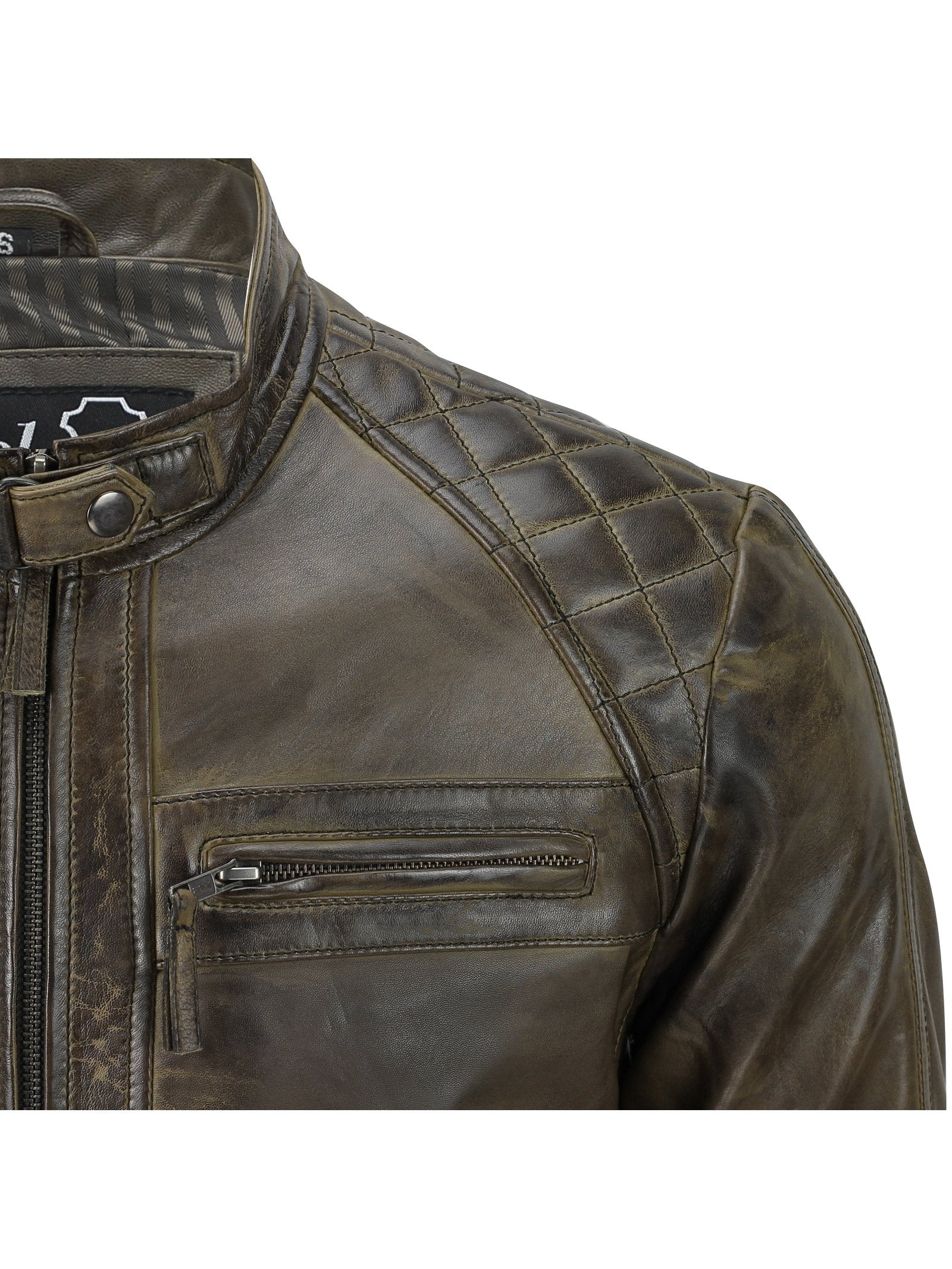 Mens Real Soft Leather Antique Brown Vintage Zipped Smart Casual Biker Jacket