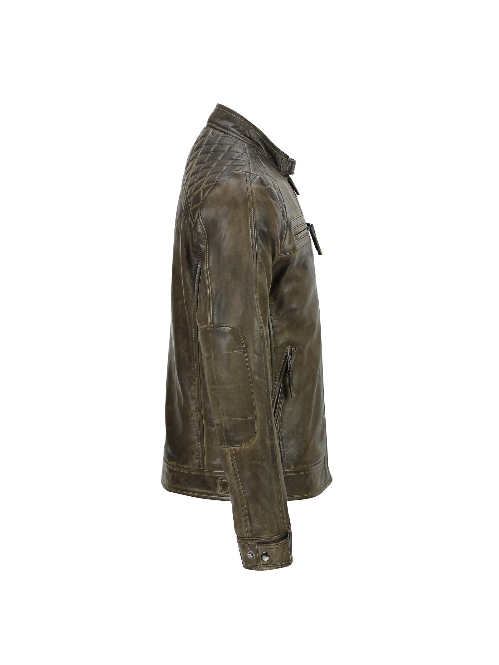 Mens Real Soft Leather Antique Brown Vintage Zipped Smart Casual Biker Jacket