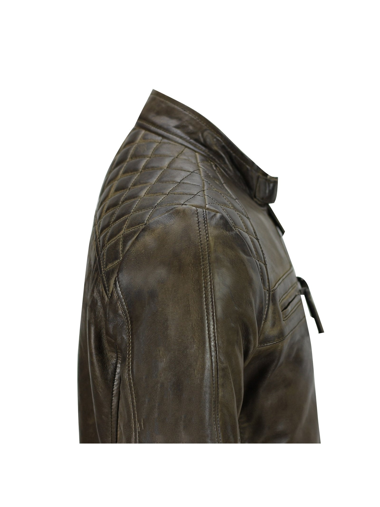 Mens Real Soft Leather Antique Brown Vintage Zipped Smart Casual Biker Jacket