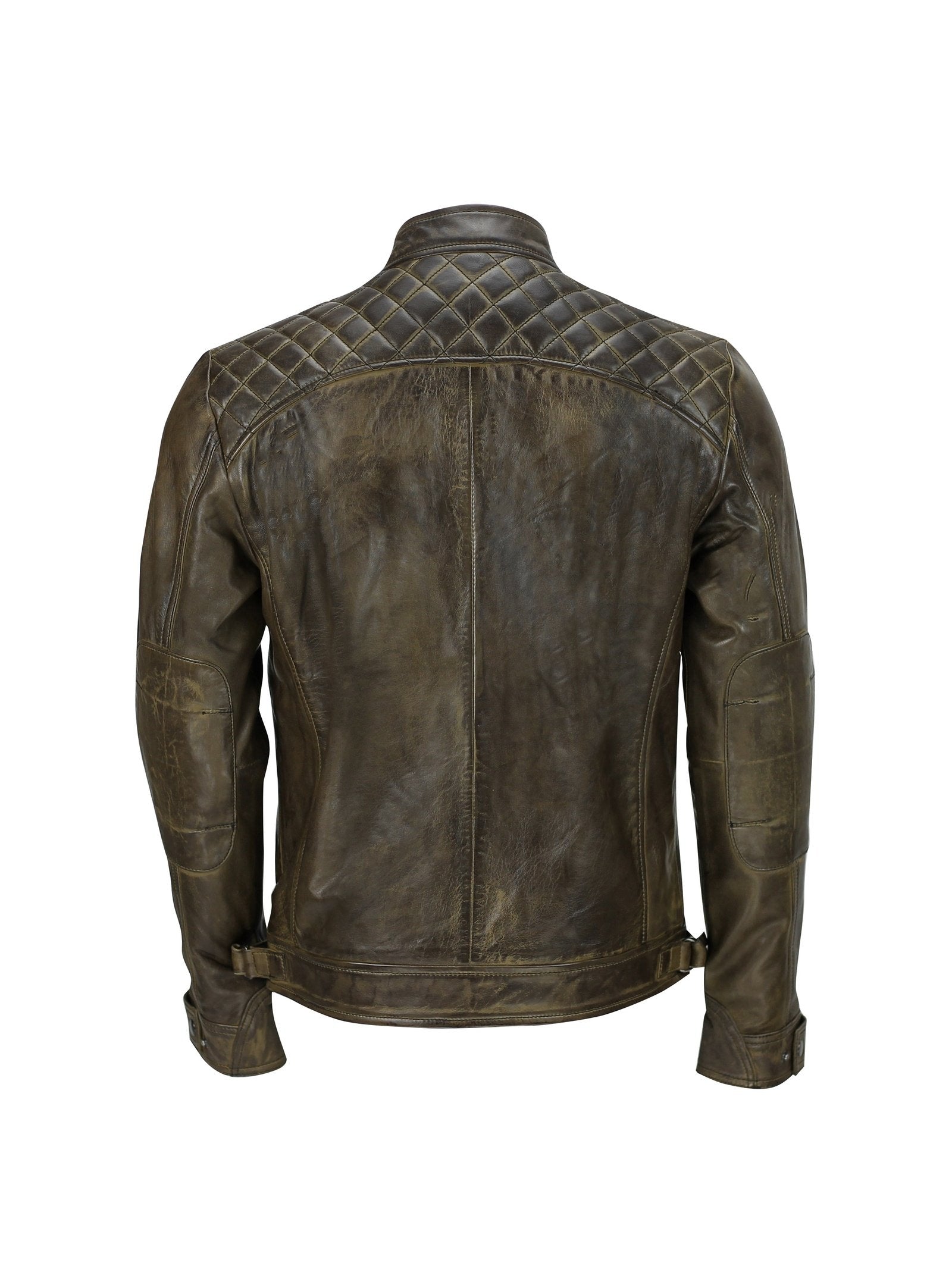 Mens Real Soft Leather Antique Brown Vintage Zipped Smart Casual Biker Jacket