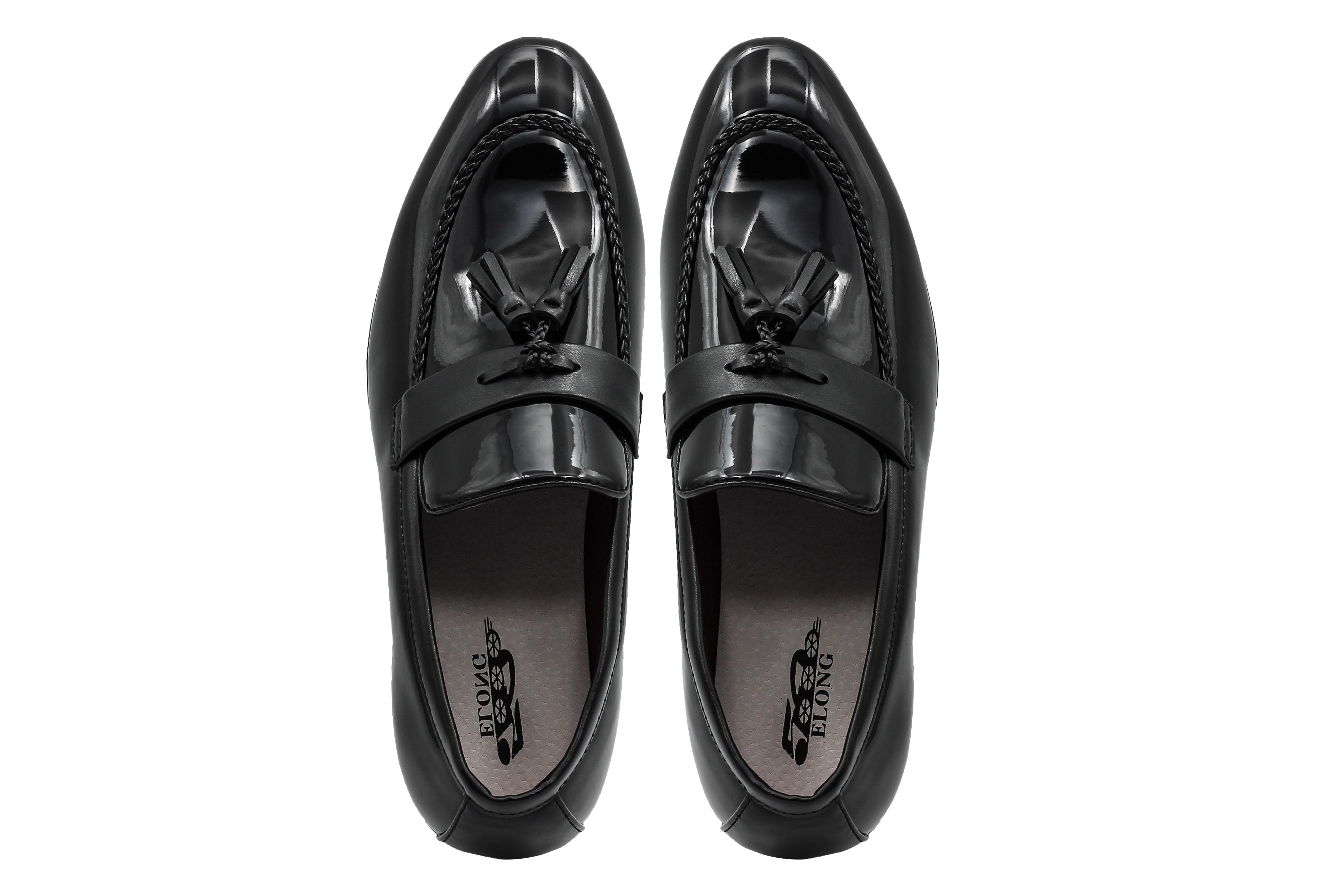 BLACK GLOSSY TASSEL LOAFERS