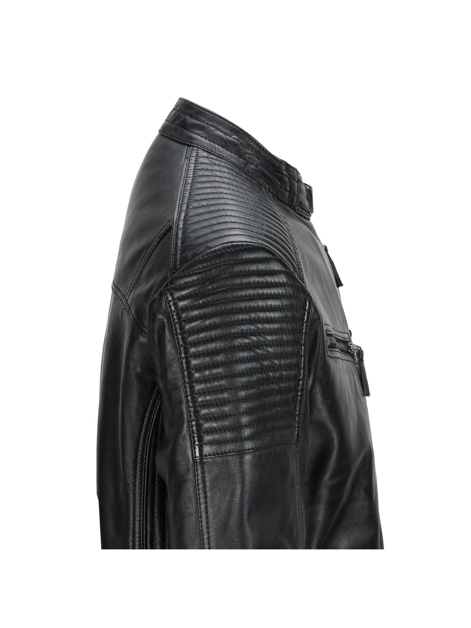 Mens New Black Real Leather Vintage Biker Style Zipped Smart Casual Retro Jacket