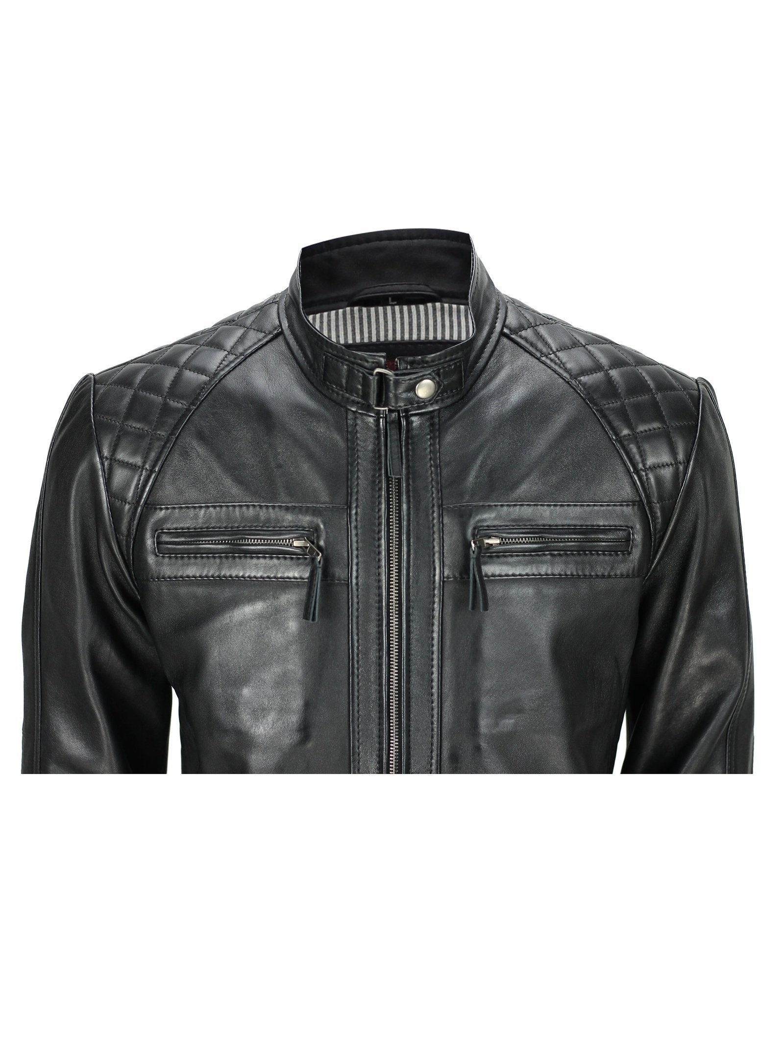 Mens New Real Soft Leather Black Vintage Zipped Smart Casual Biker Style Jacket