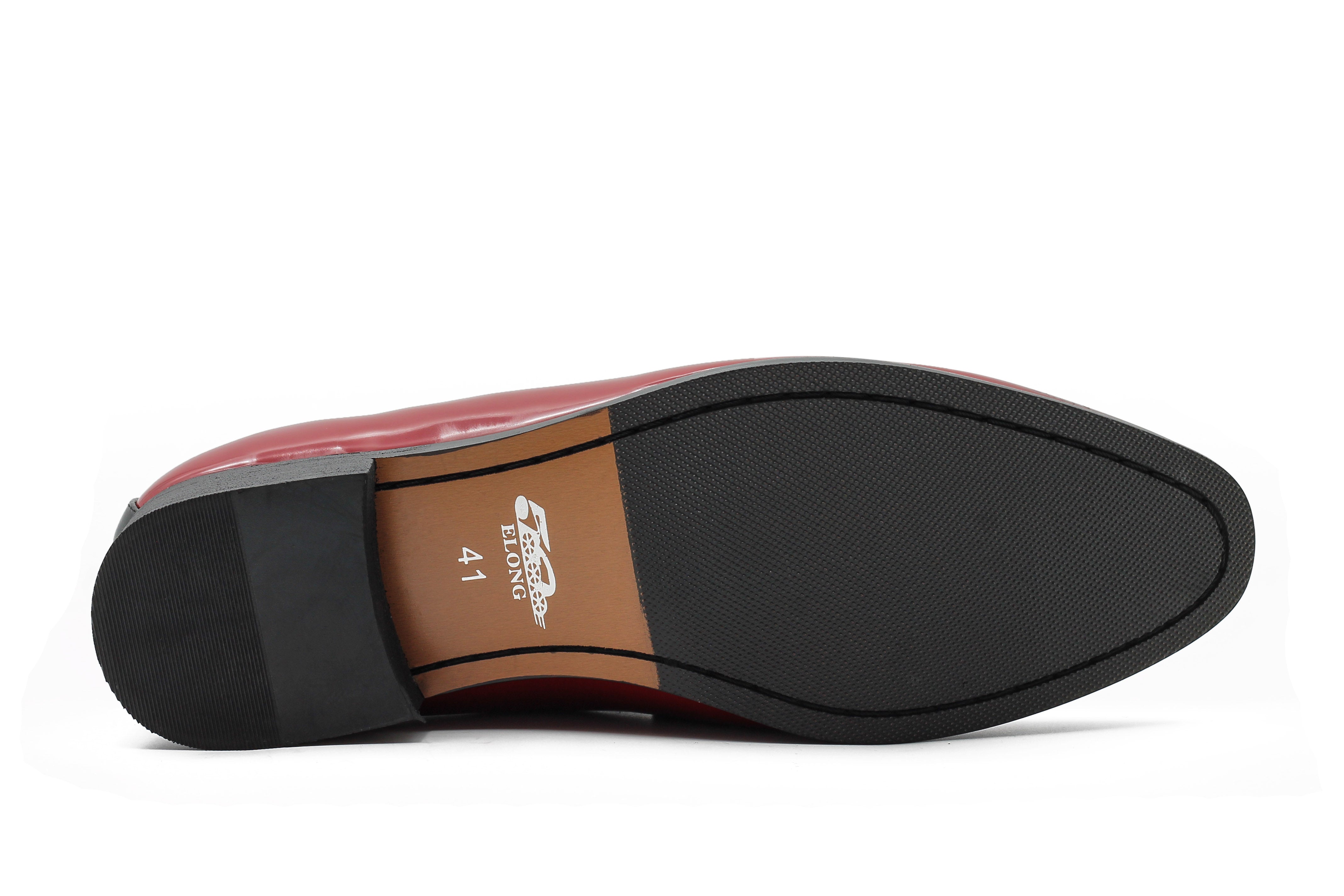 RED GLOSSY TASSEL LOAFERS